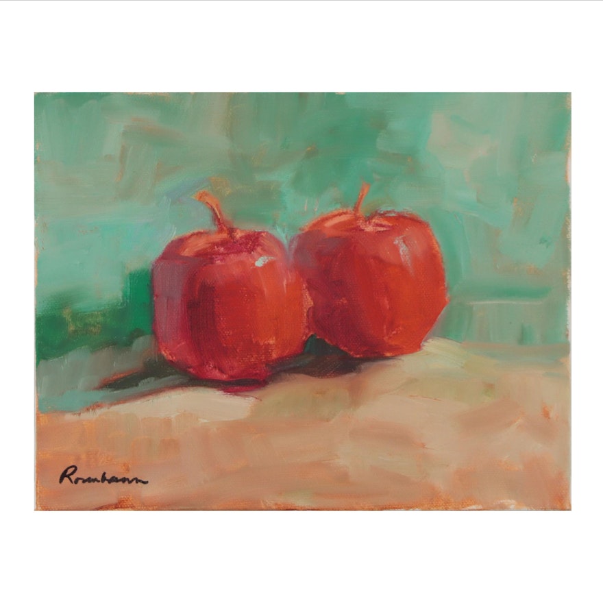 Sally Rosenbaum Still Life Oil Painting of Apples, 21st Century