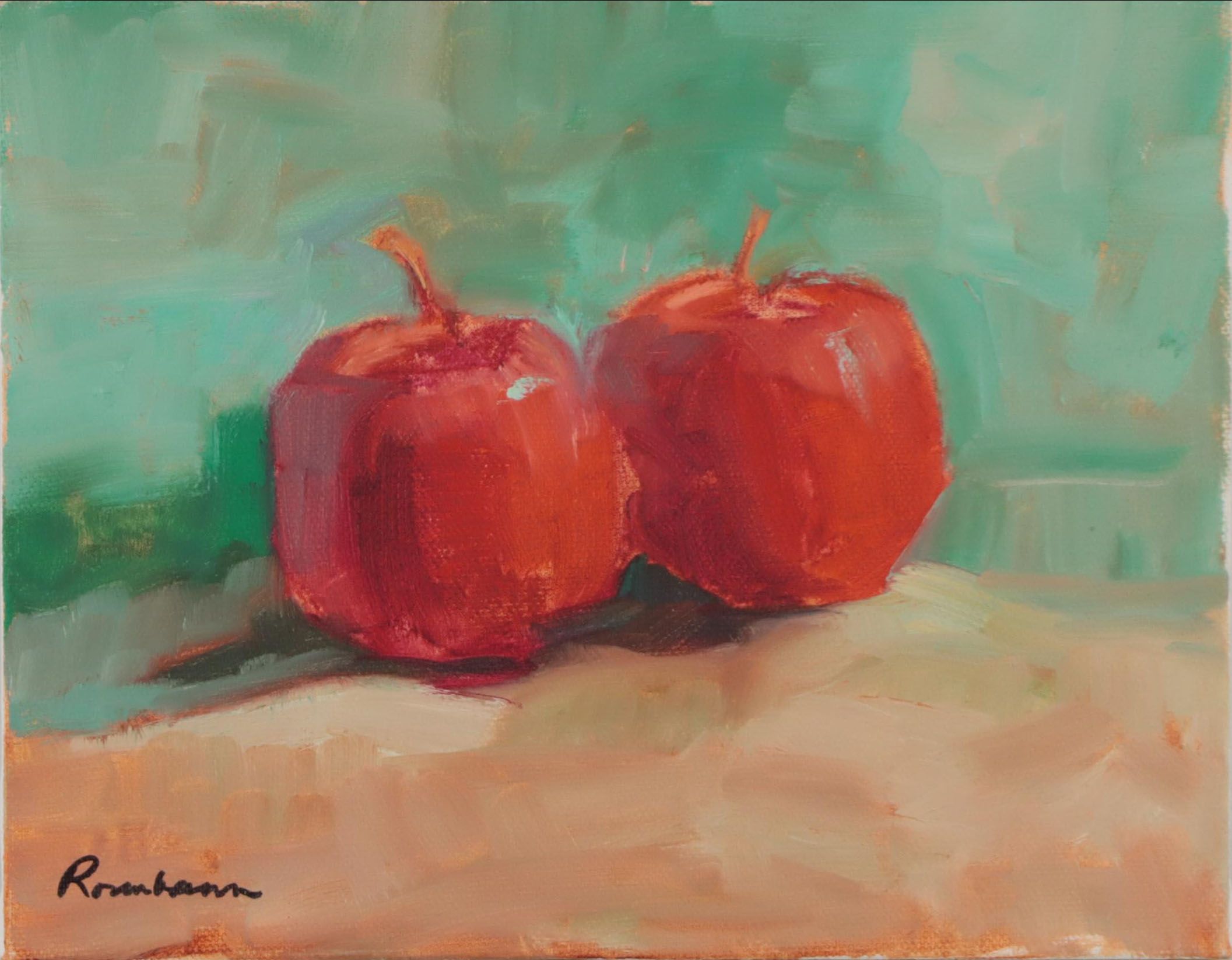Sally Rosenbaum Still Life Oil Painting of Apples, 21st Century
