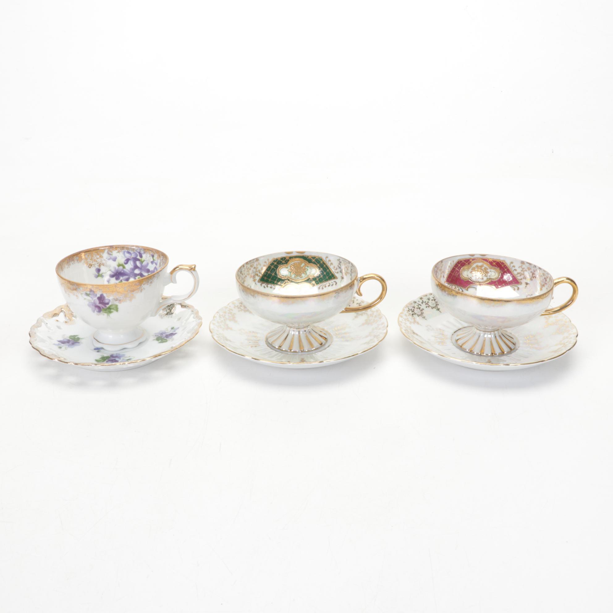 Royal Sealy China and Assorted Porcelain Teacup and Saucer Collection