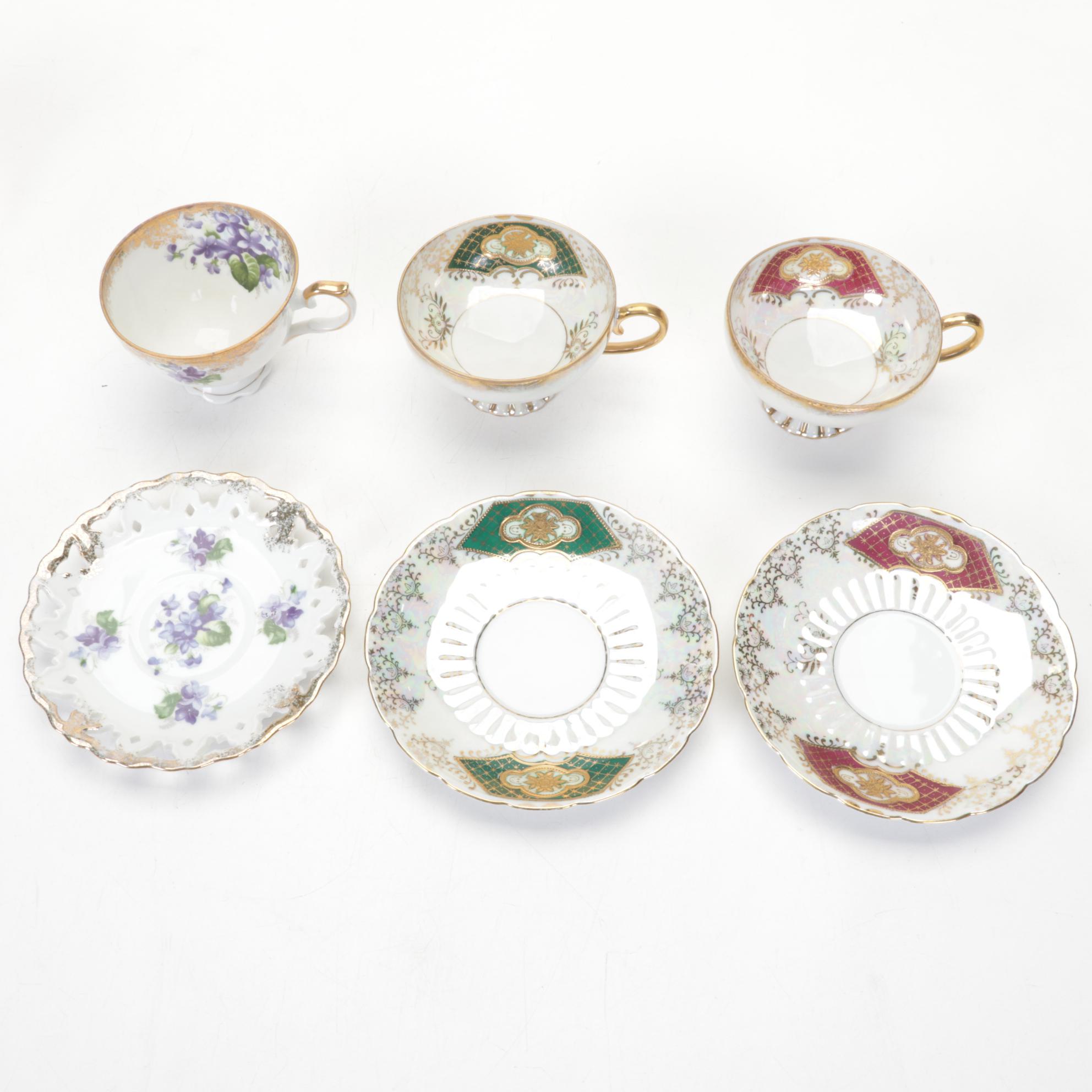 Royal Sealy China and Assorted Porcelain Teacup and Saucer Collection