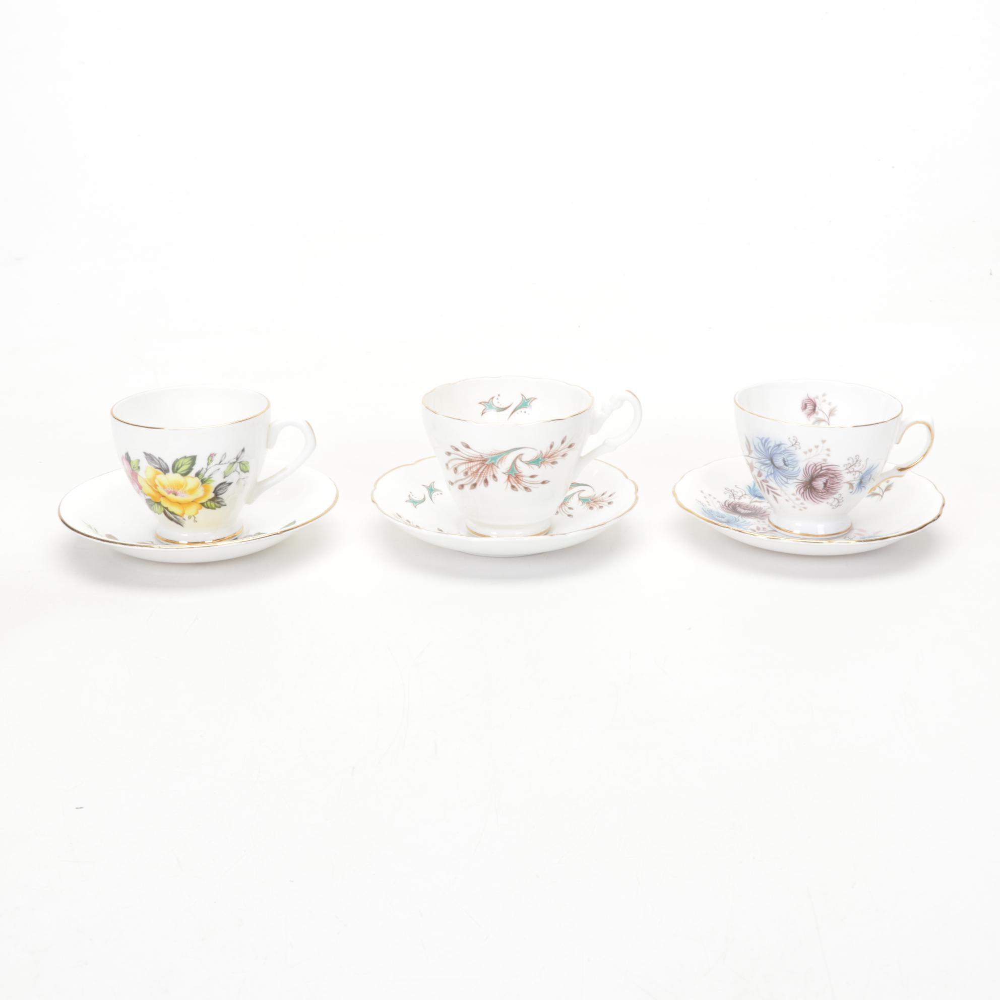Royal Sealy China and Assorted Porcelain Teacup and Saucer Collection
