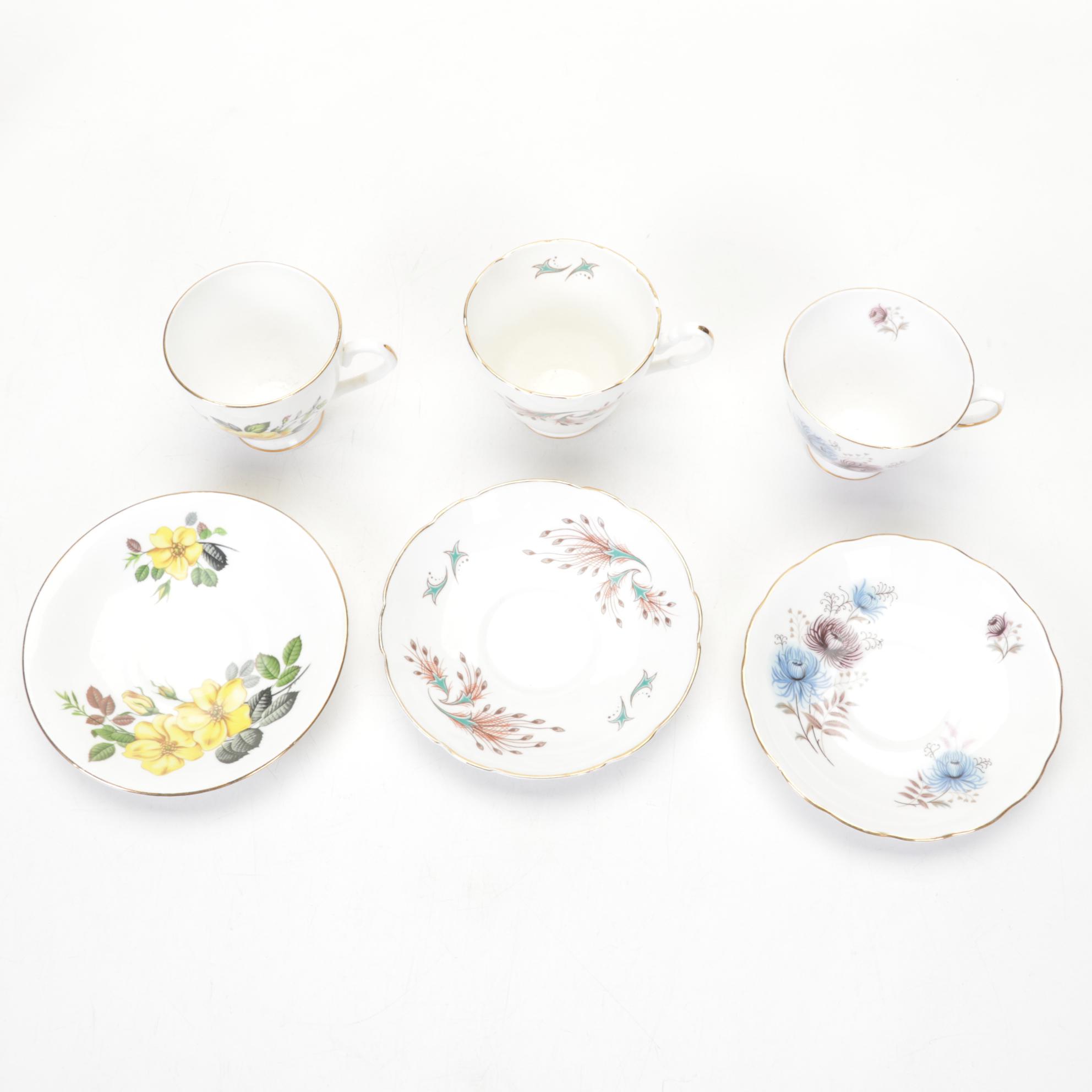 Royal Sealy China and Assorted Porcelain Teacup and Saucer Collection