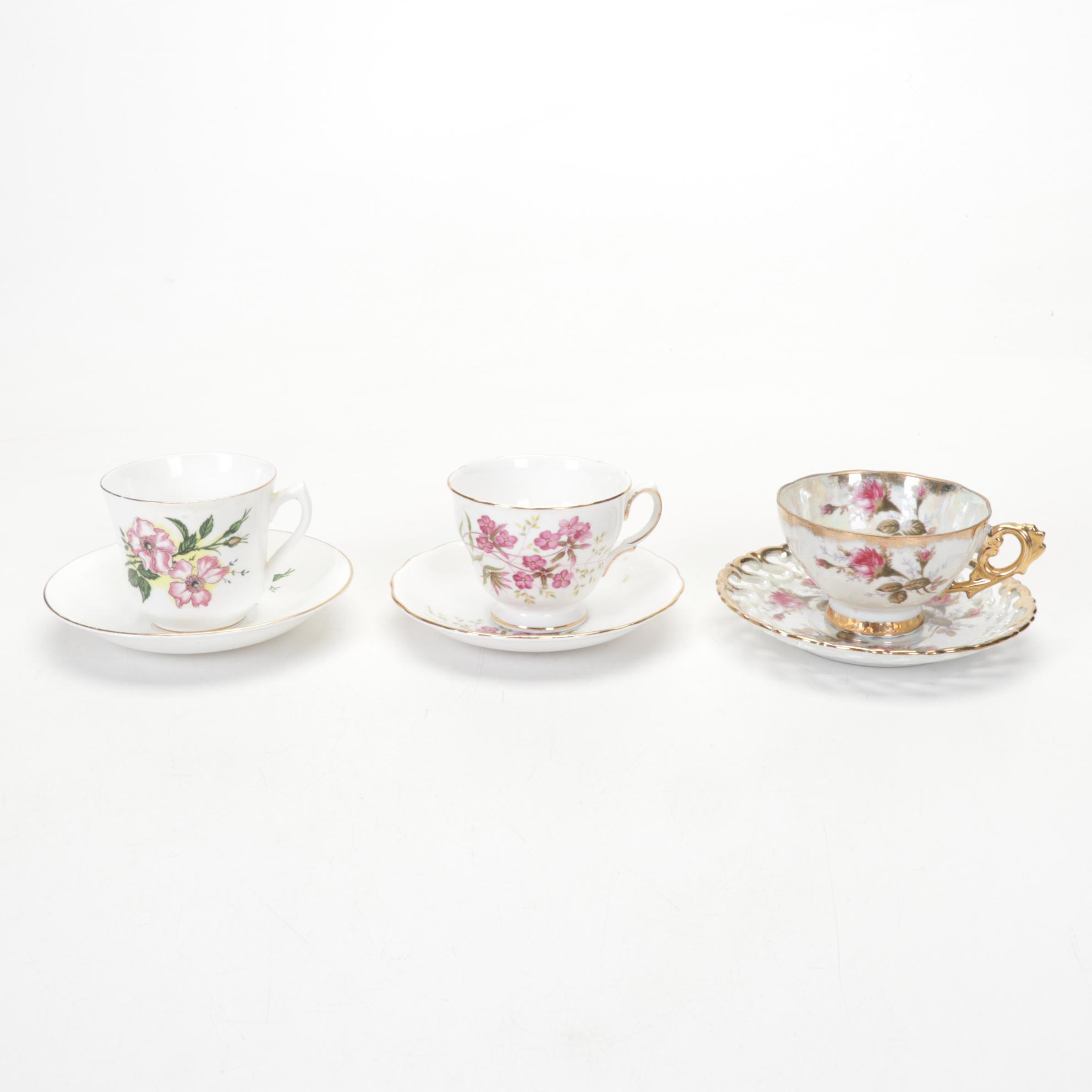 Royal Sealy China and Assorted Porcelain Teacup and Saucer Collection