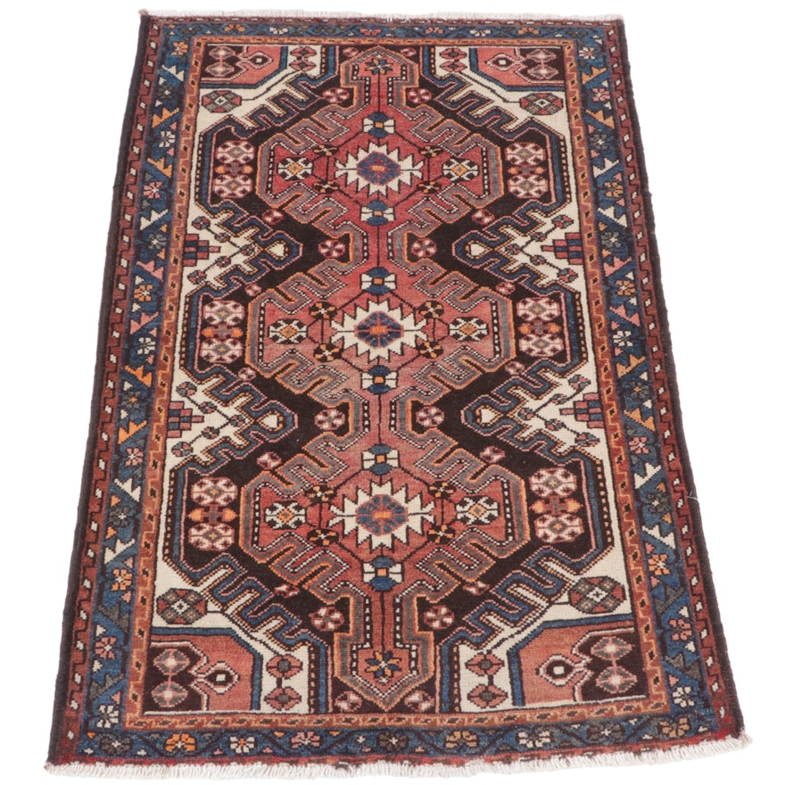 3'8 x 5'2 Hand-Knotted Persian Hamadan Area Rug