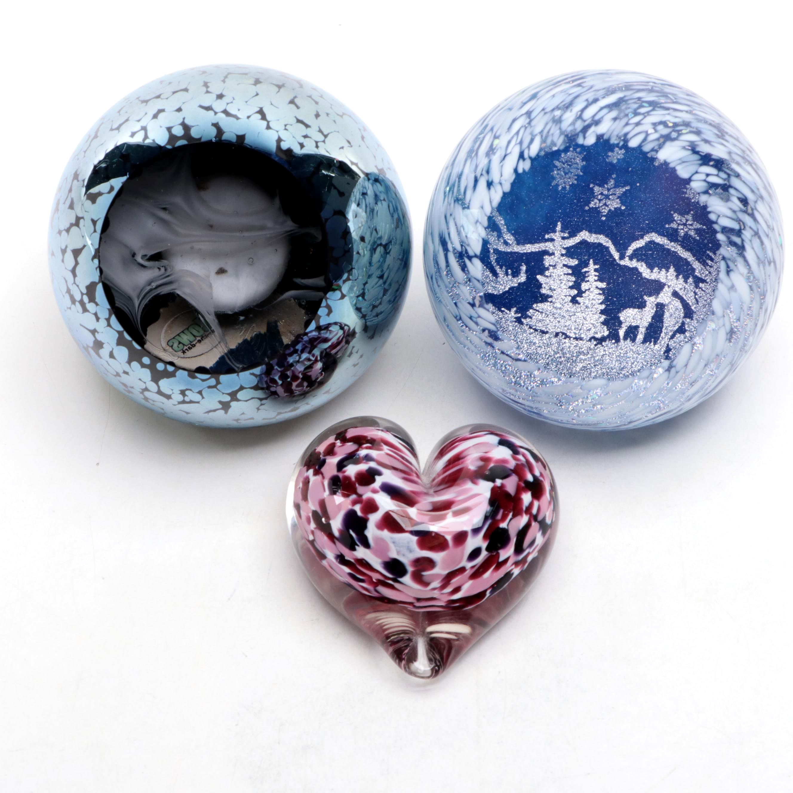 Glass Eye Studio "Full Moon"  and Other Paperweights
