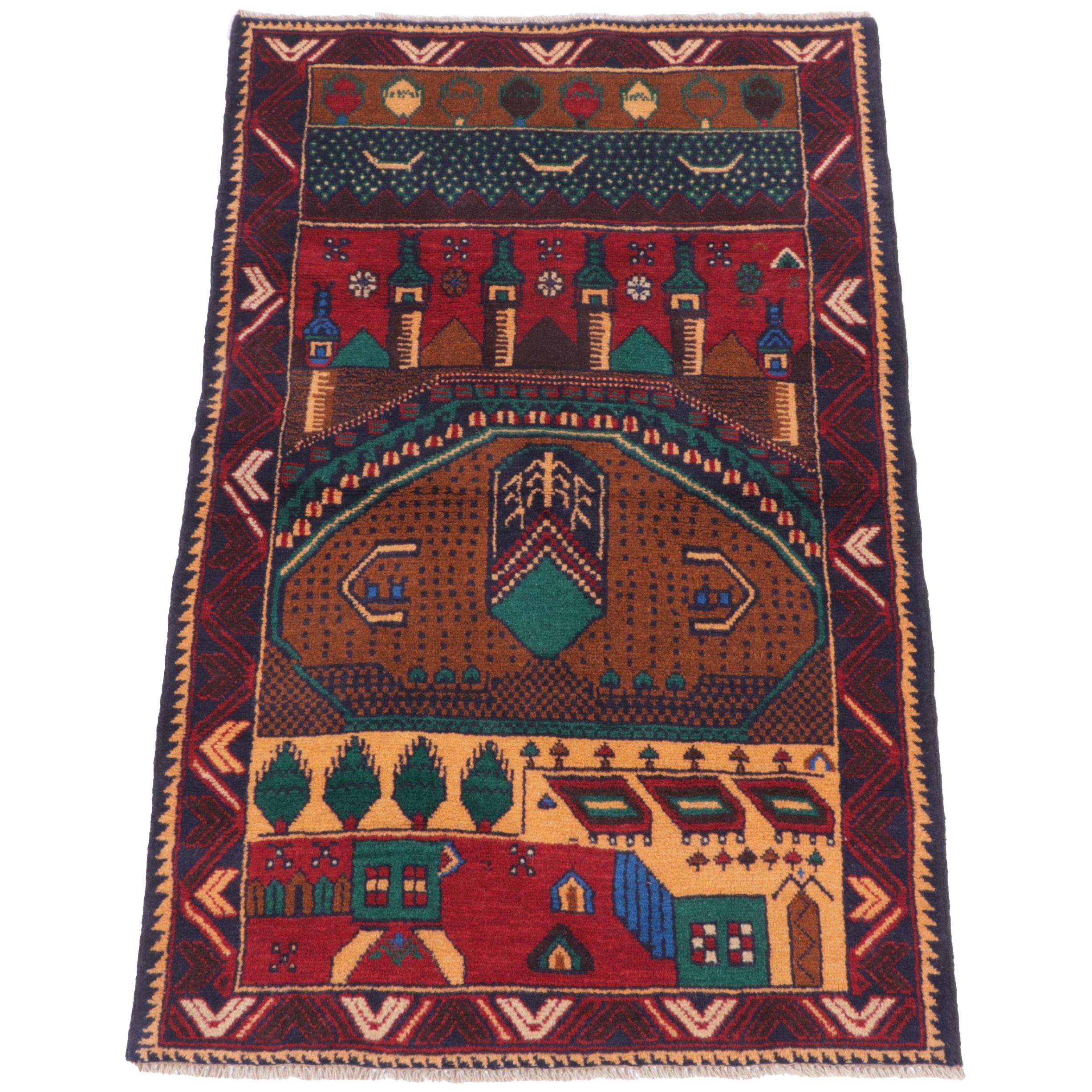 2'10 x 4'7 Hand-Knotted Afghan Pictorial Accent Rug