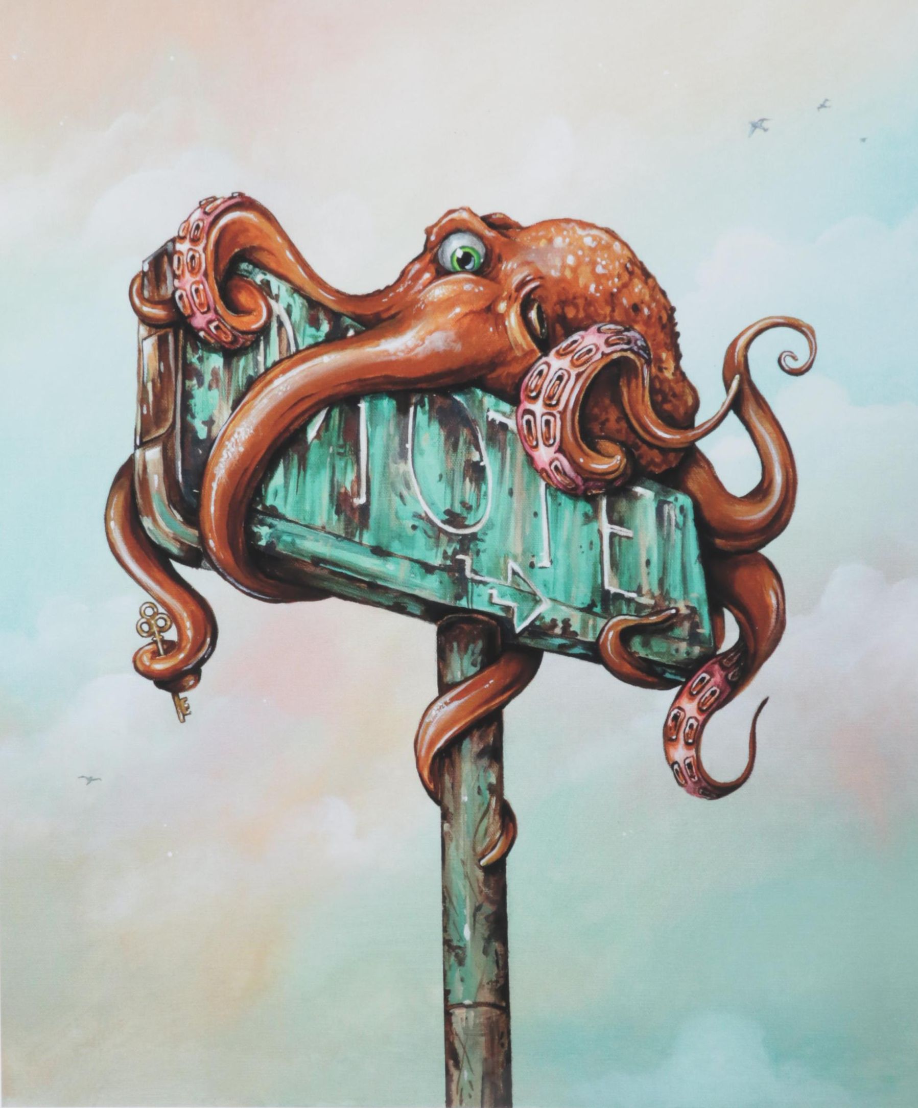 Patrick Mayes Giclées of Octopi on Motel Signs, 21st Century