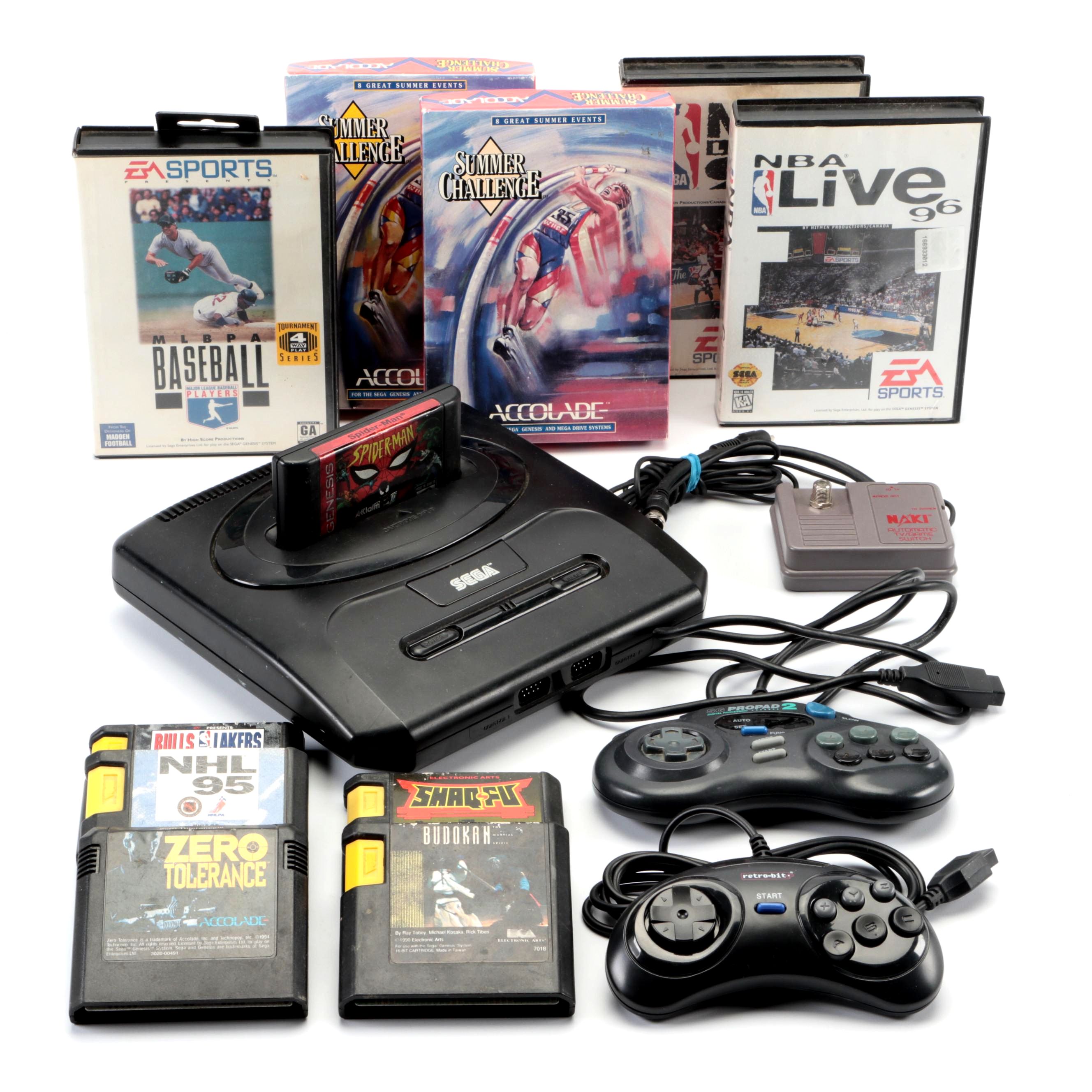 Sega Genesis Console with Spider-Man, Zero Tolerance, Budokan, and More