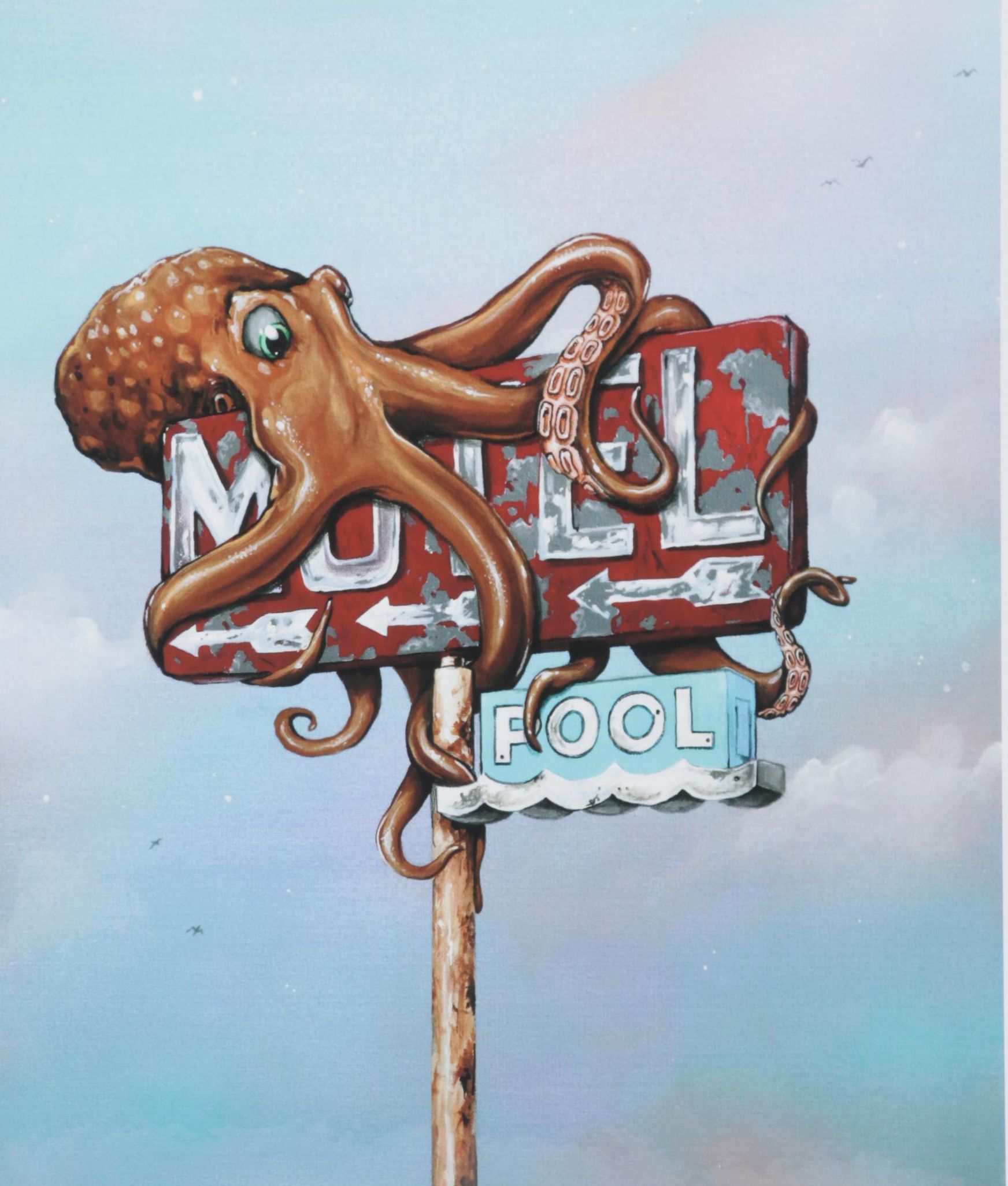 Patrick Mayes Giclées of Octopi on Motel Signs, 21st Century