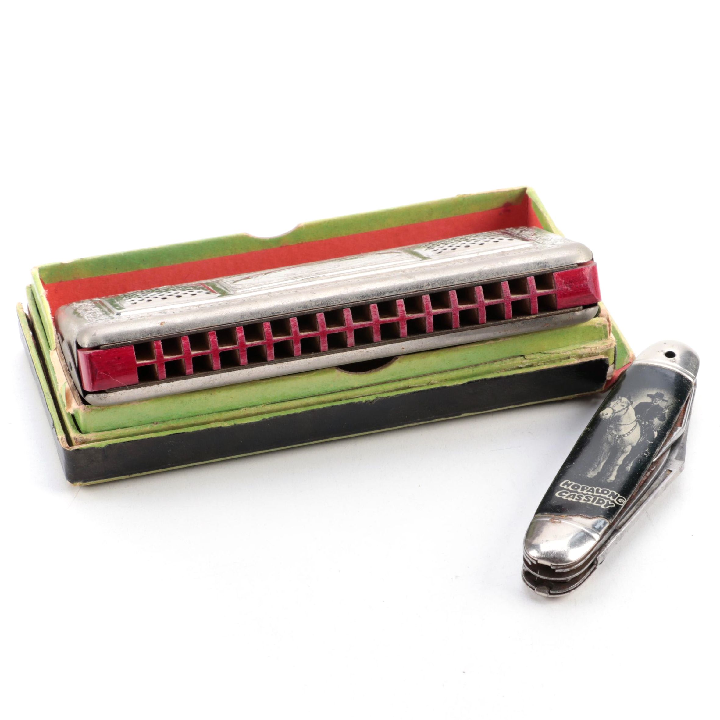 Favorosa Tremolo Concert Harmonica with Hopalong Cassidy Folding Knife