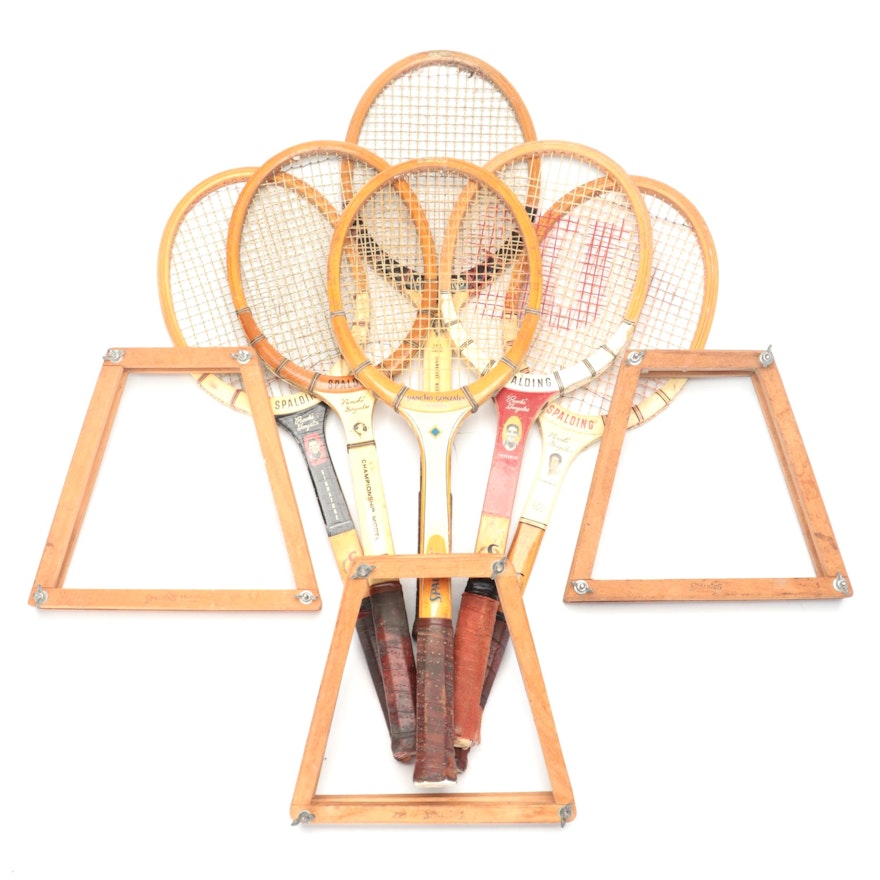 Spalding Pancho Gonzales Wood Tennis Rackets and Wood Case Frames