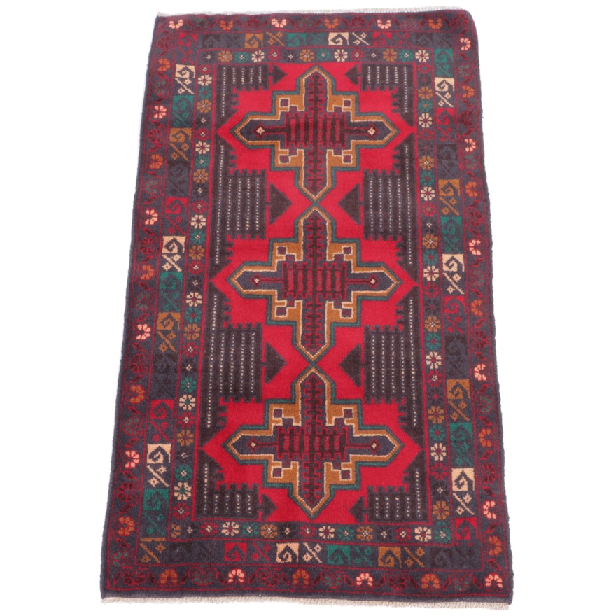2'7 x 4'9 Hand-Knotted Afghan Teimani Accent Rug