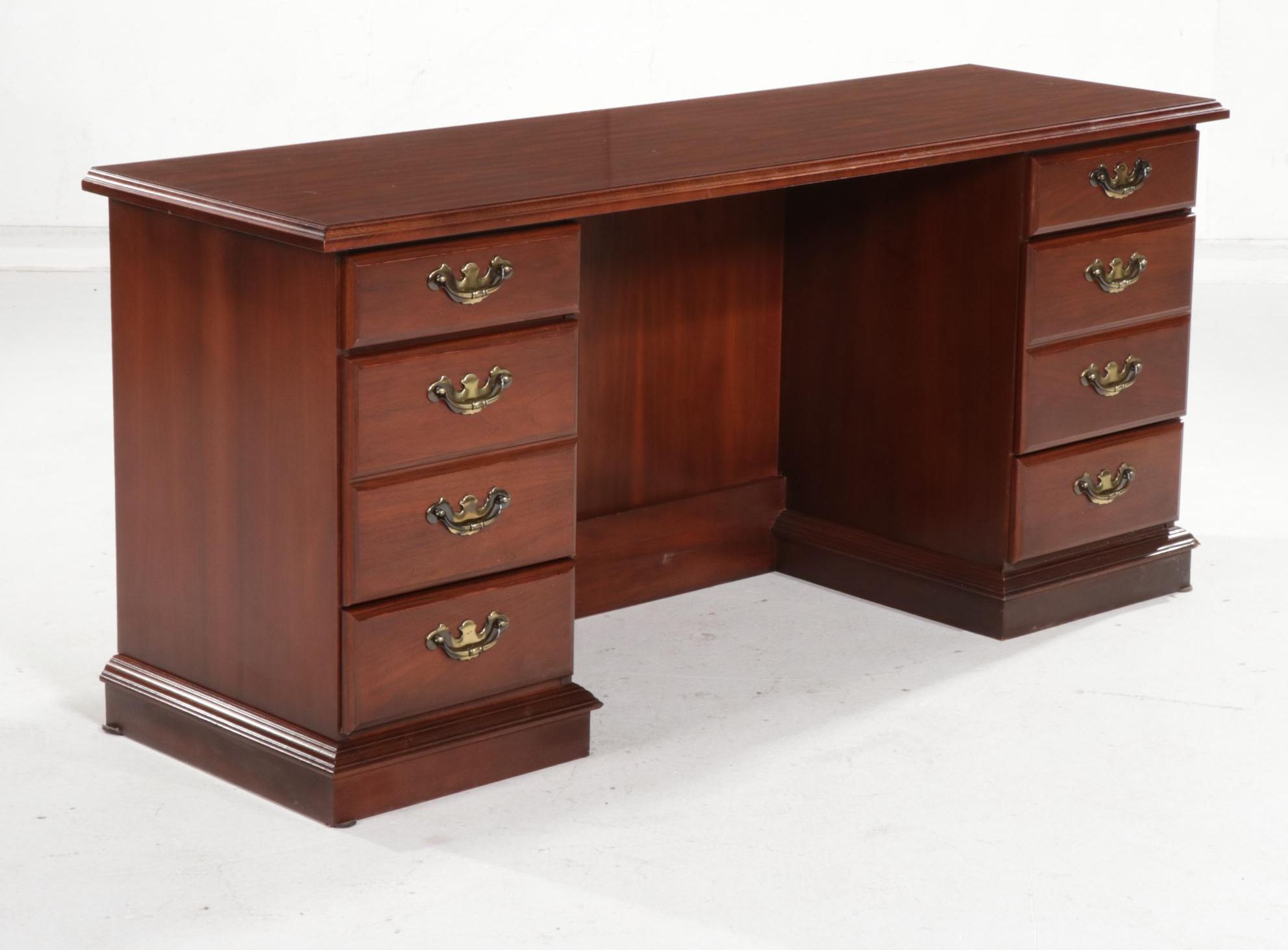 Wood Finish Double Pedestal Desk