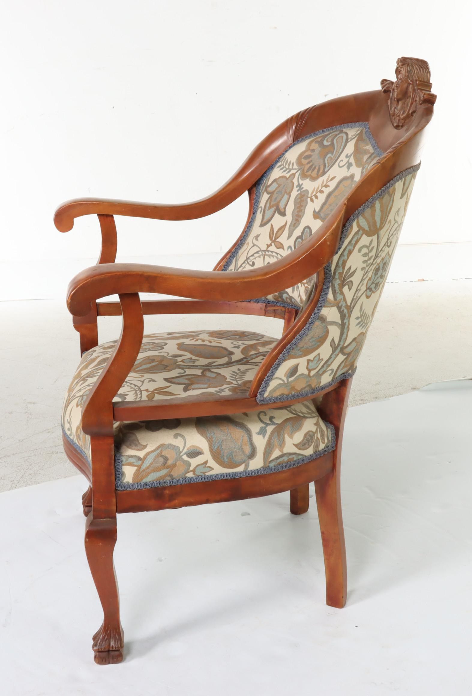 Victorian Renaissance Revival Hardwood and Upholstered Armchair, Circa 1900
