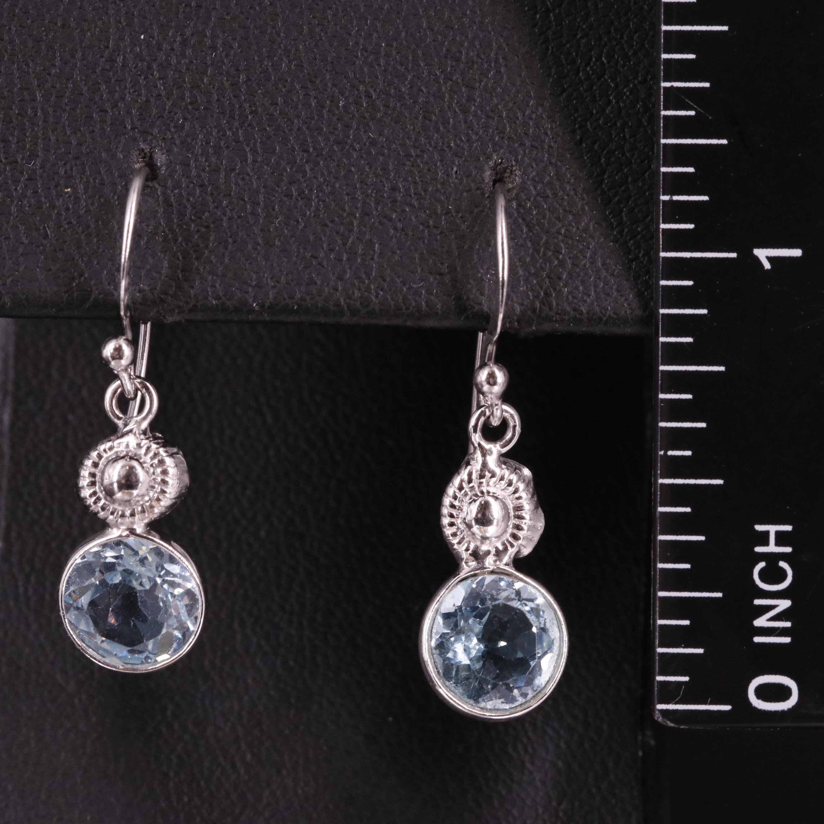 Sterling Blue Topaz Drop Earrings