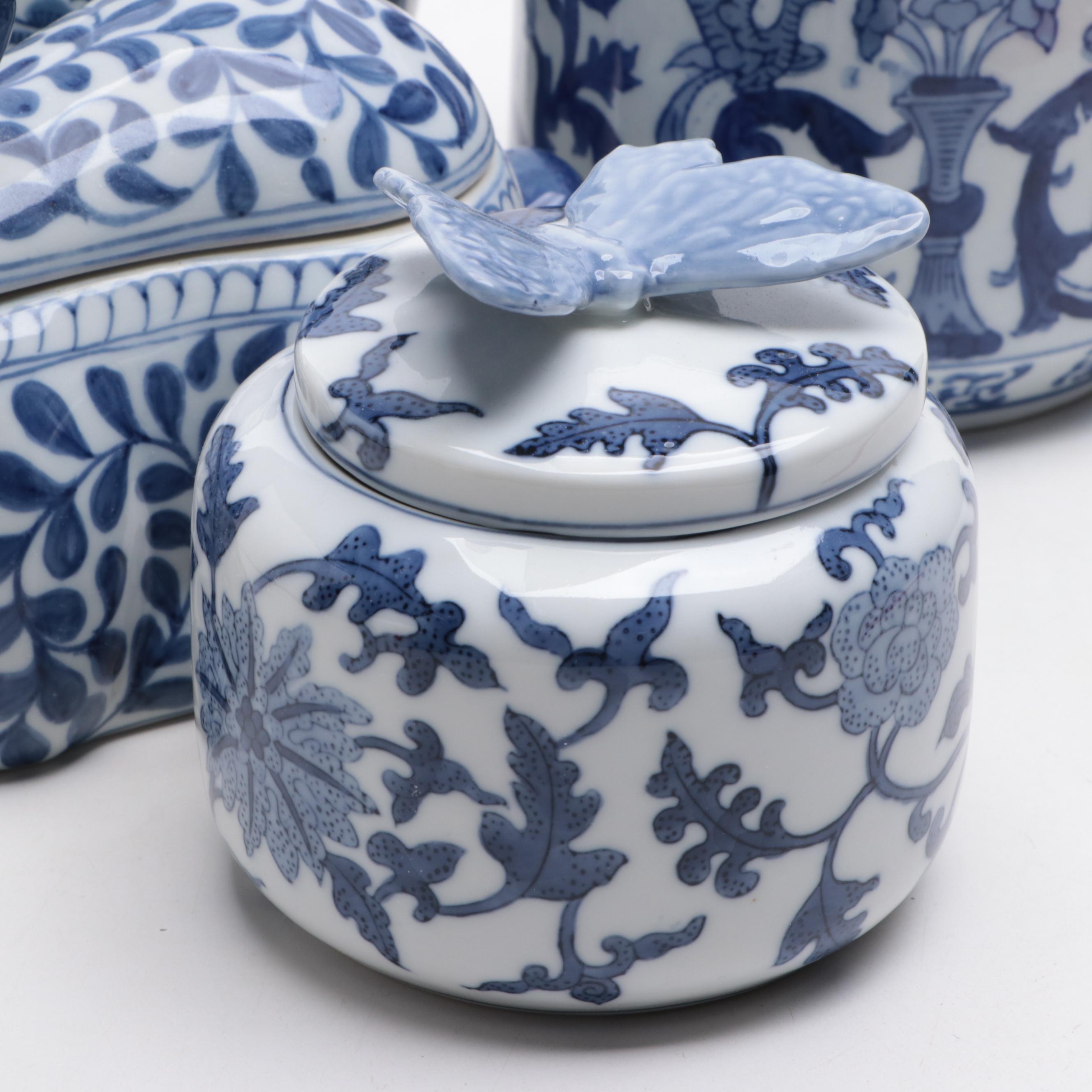 Gump's, Maitland-Smith with Other Blue and White Porcelain Jars