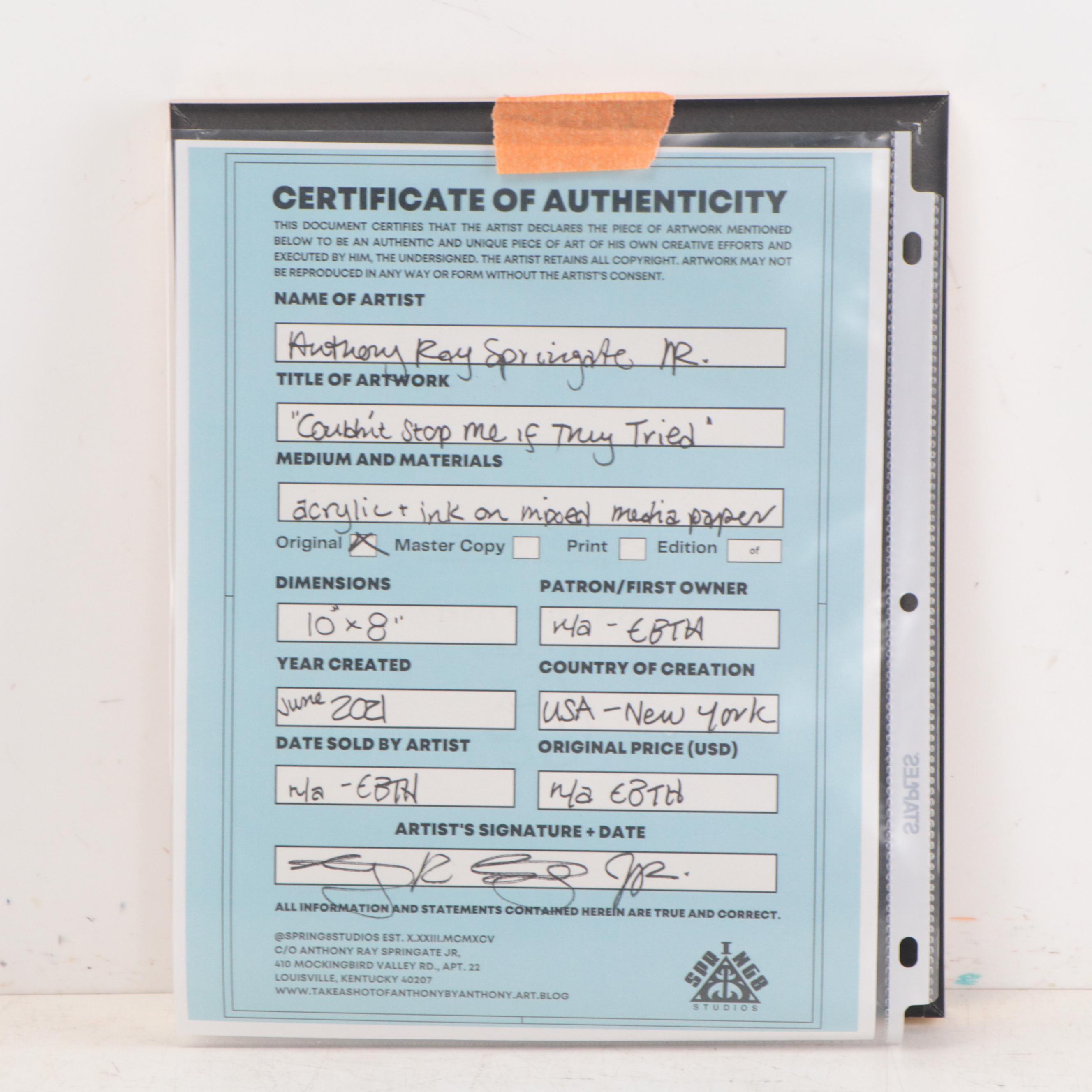 Anthony Ray Springate Jr. Mixed Media Painting "Couldn't Stop me If they Tried"