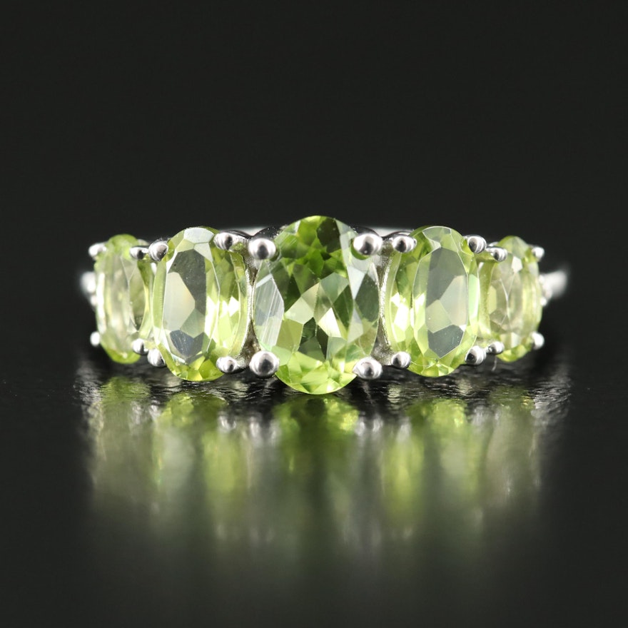 Sterling Peridot and White Sapphire Ring