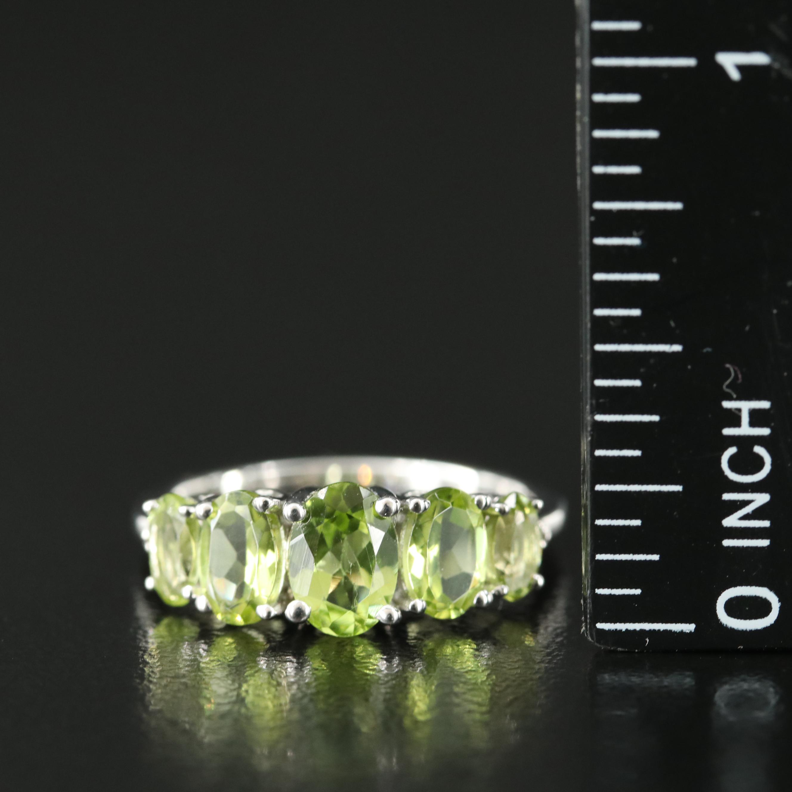 Sterling Peridot and White Sapphire Ring