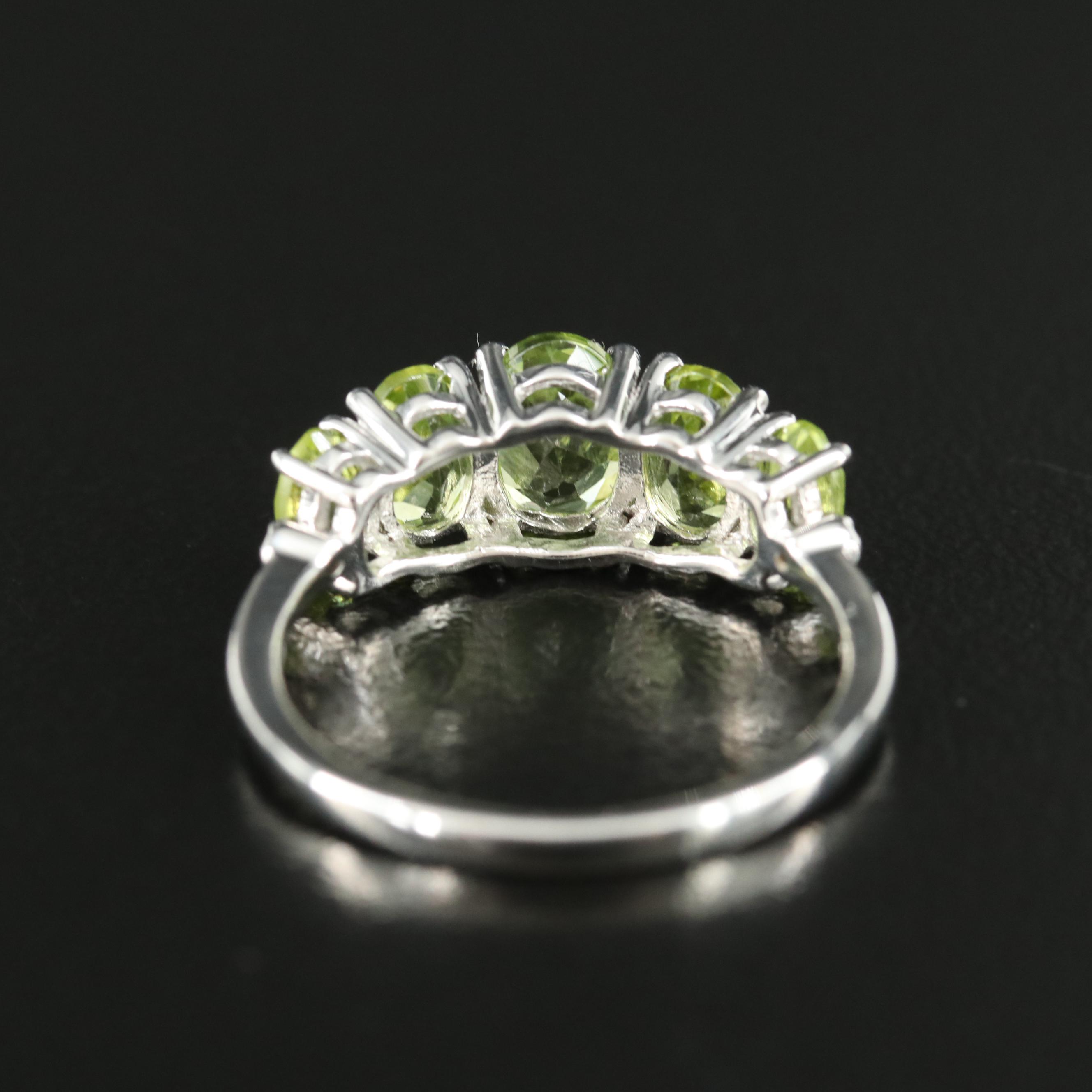 Sterling Peridot and White Sapphire Ring