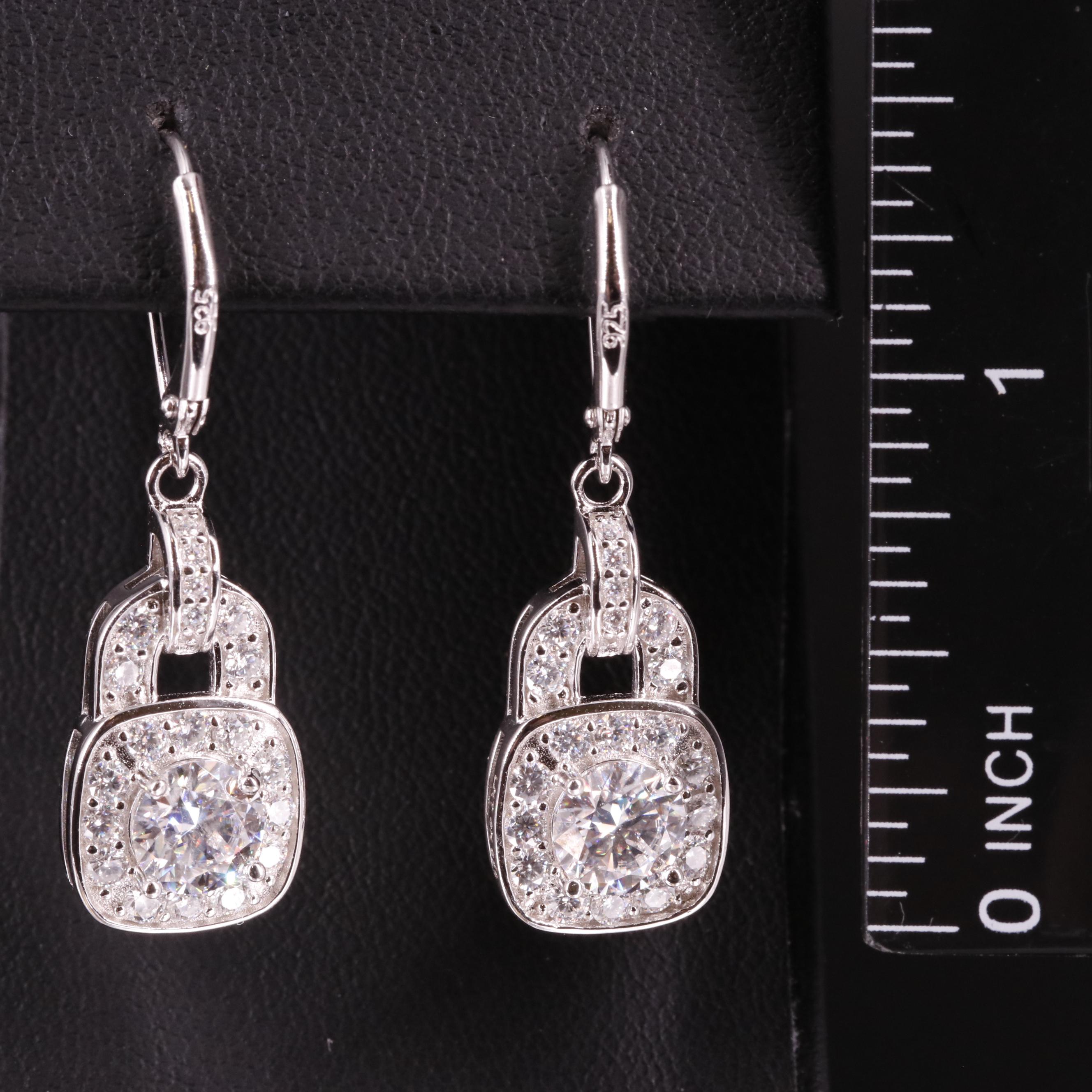 Sterling Moissanite Padlock Earrings