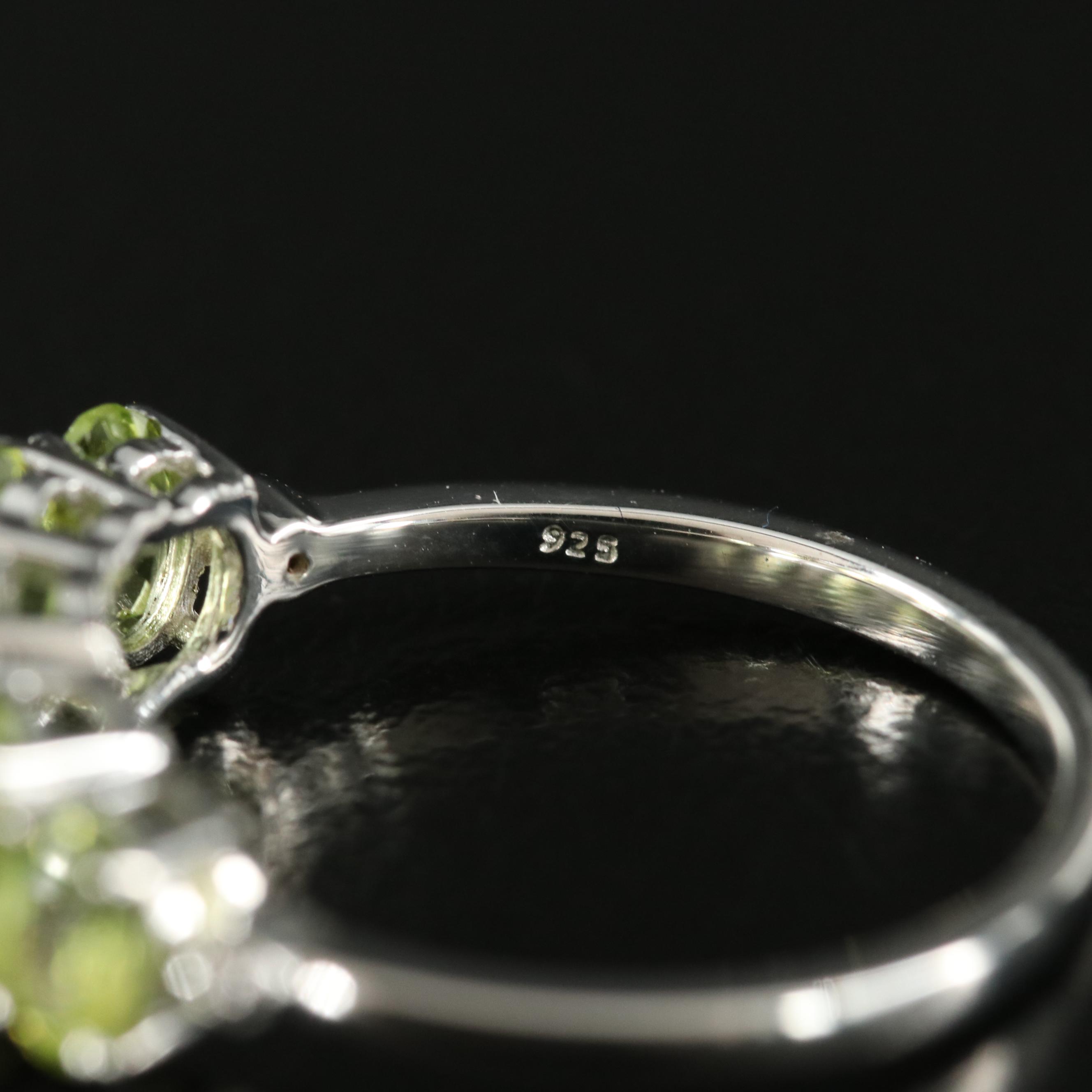 Sterling Peridot and White Sapphire Ring