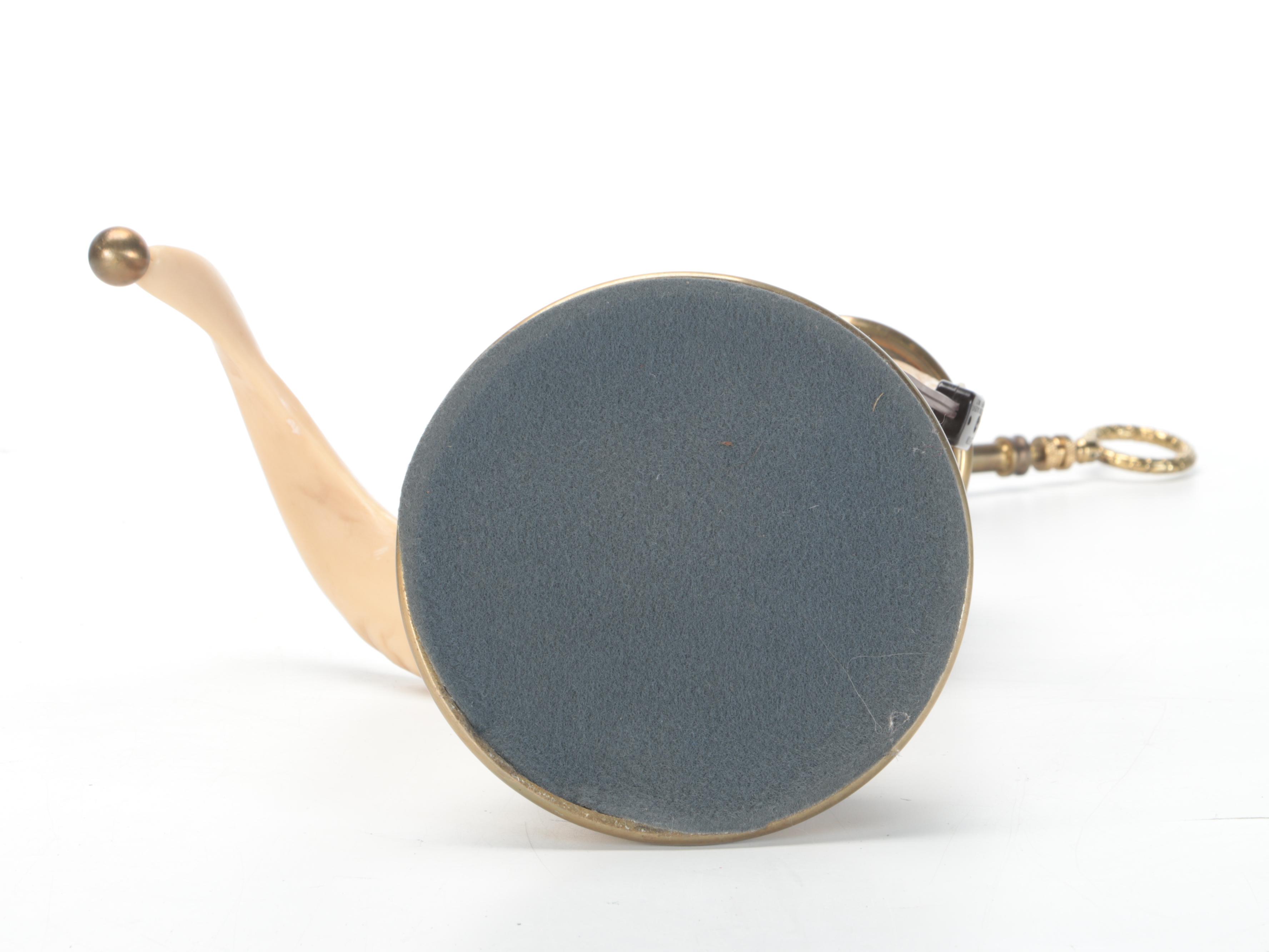 Brass and Faux Ram's Horn Table Lamp, Mid-20th Century