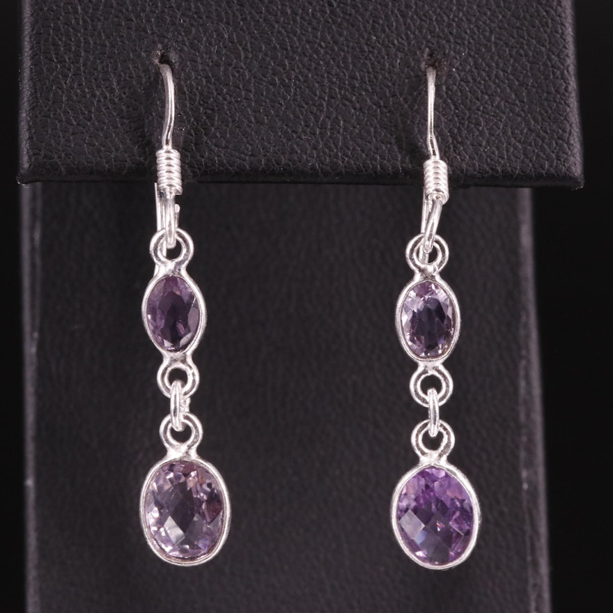 Sterling Amethyst Drop Earrings