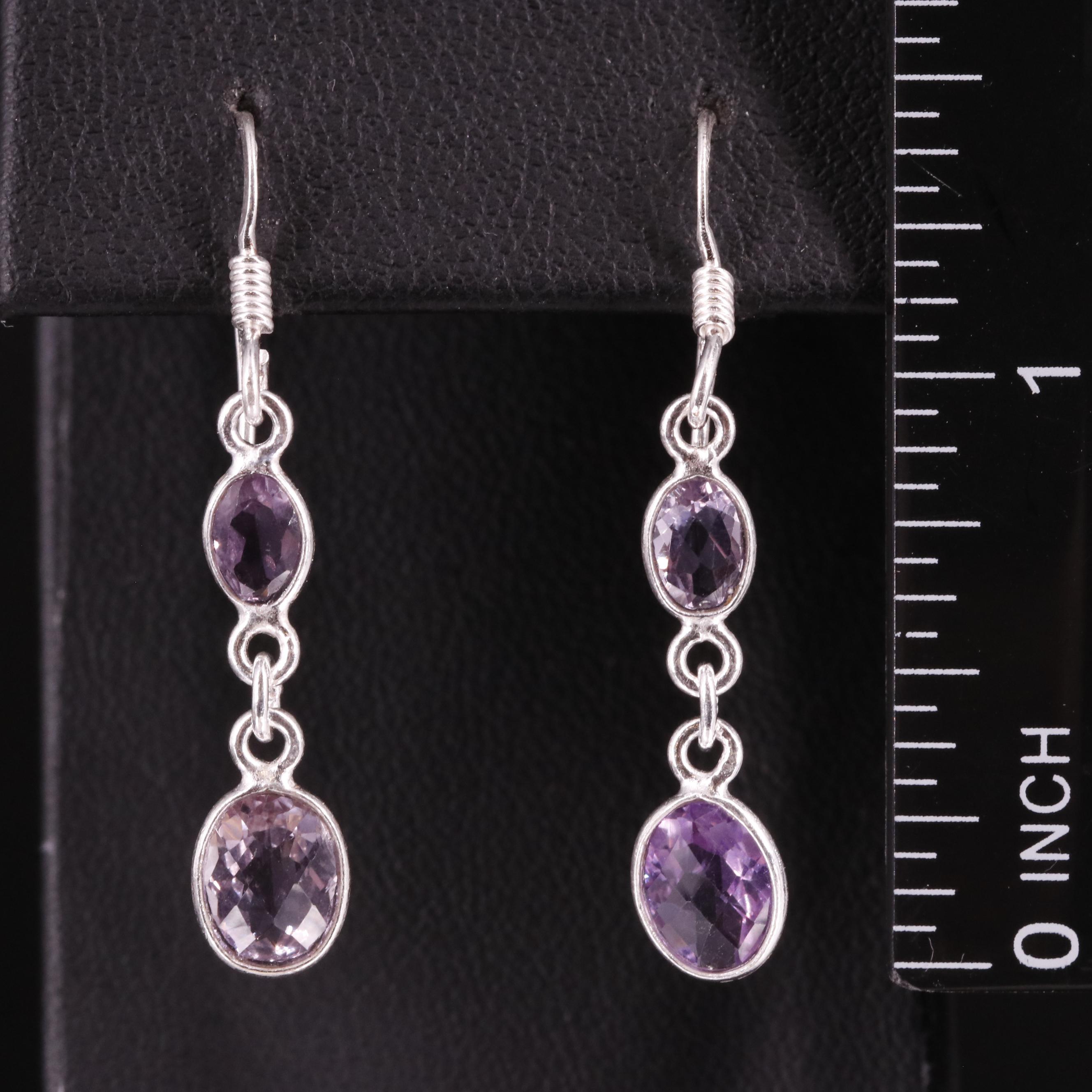 Sterling Amethyst Drop Earrings
