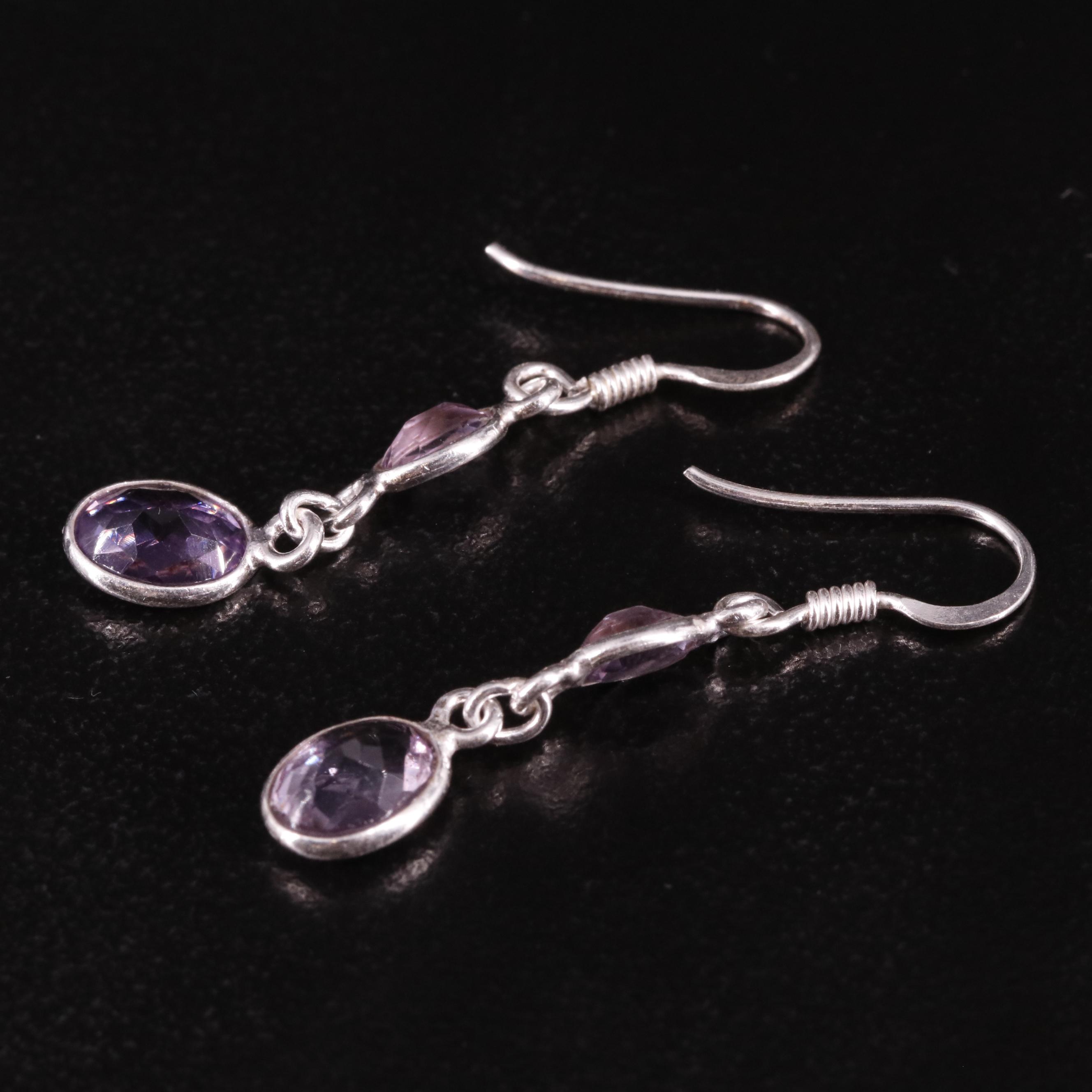 Sterling Amethyst Drop Earrings