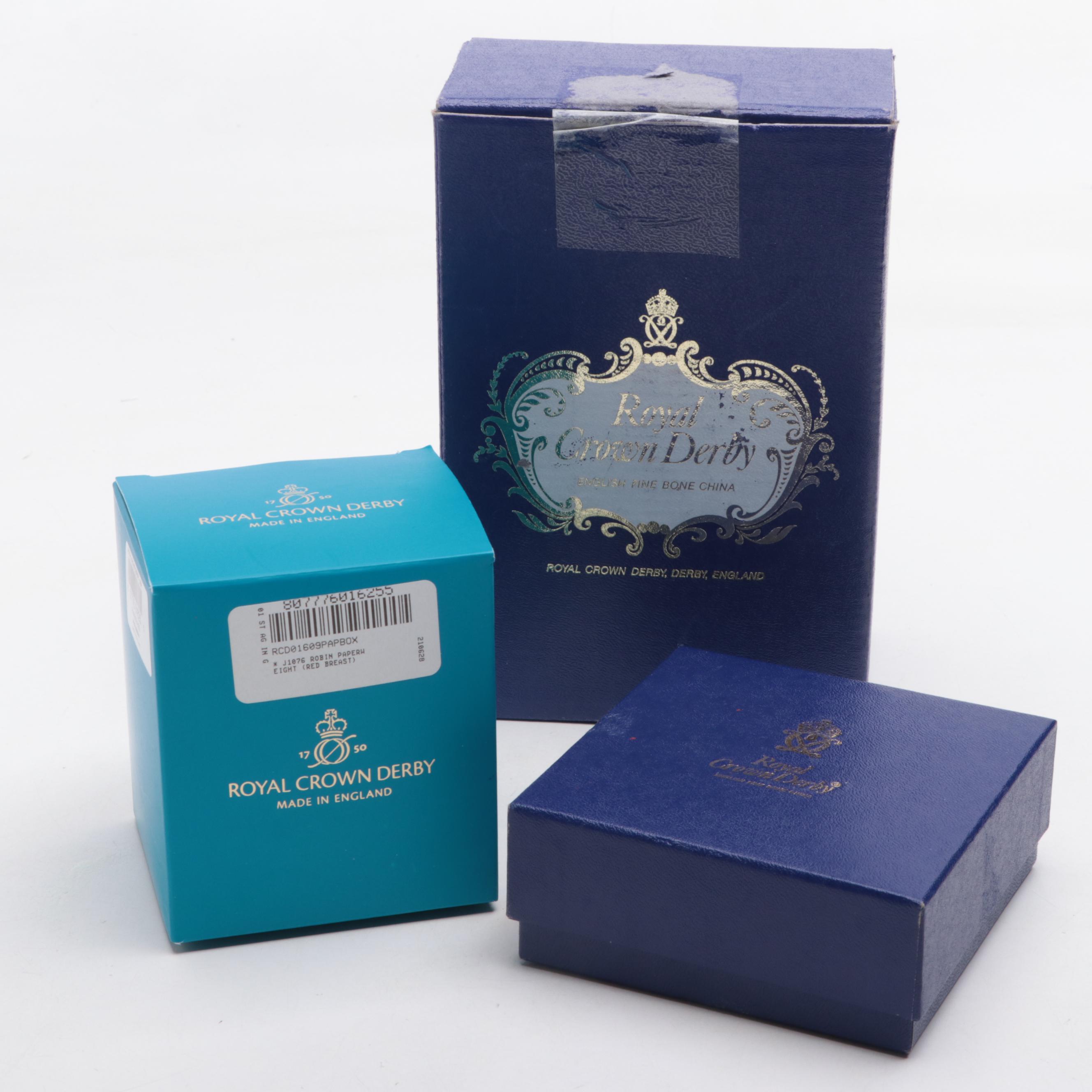 Royal Crown Derby Imari Style Boxes with Bird and Other Dragon Figurine