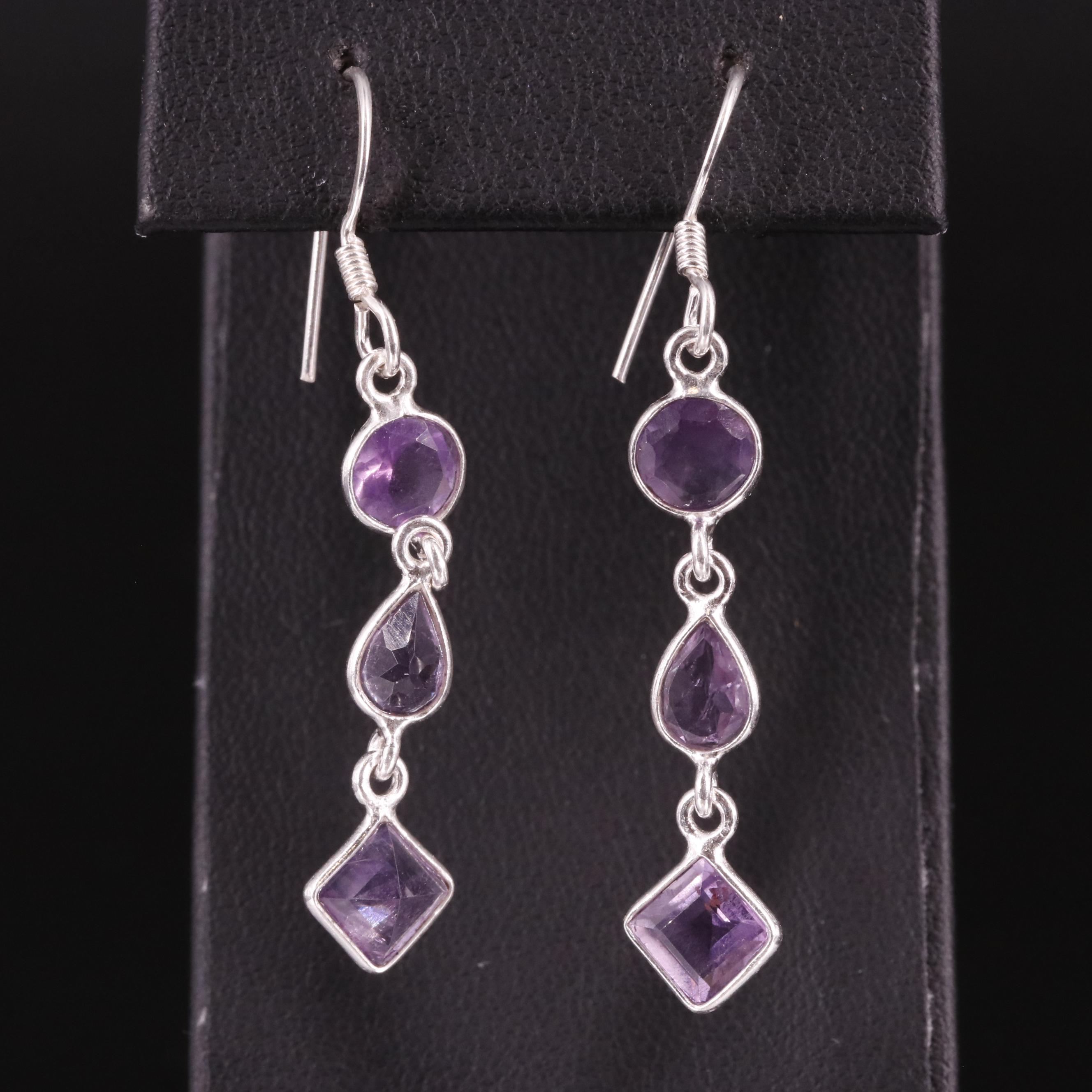 Sterling Amethyst Drop Earrings