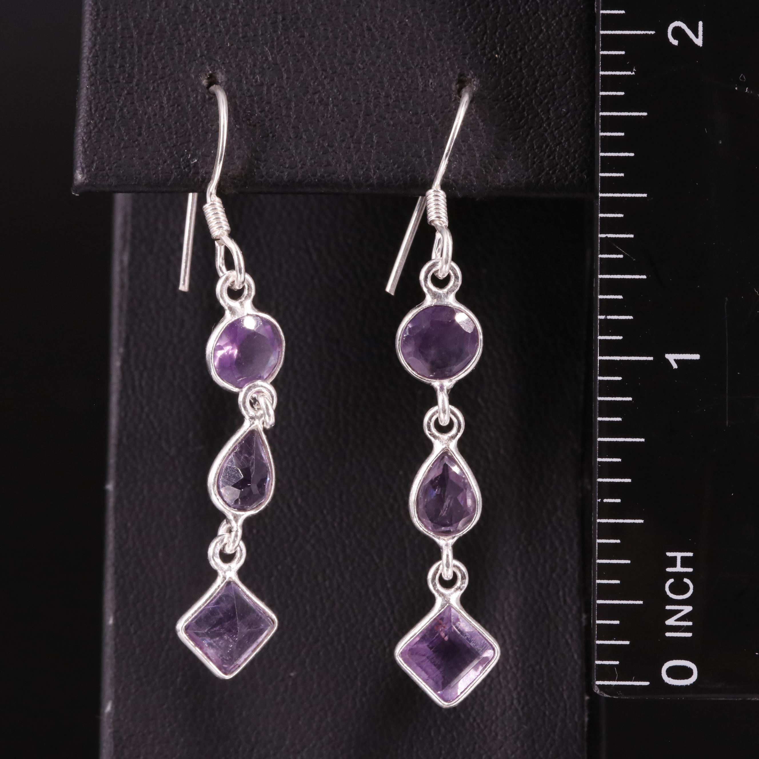 Sterling Amethyst Drop Earrings