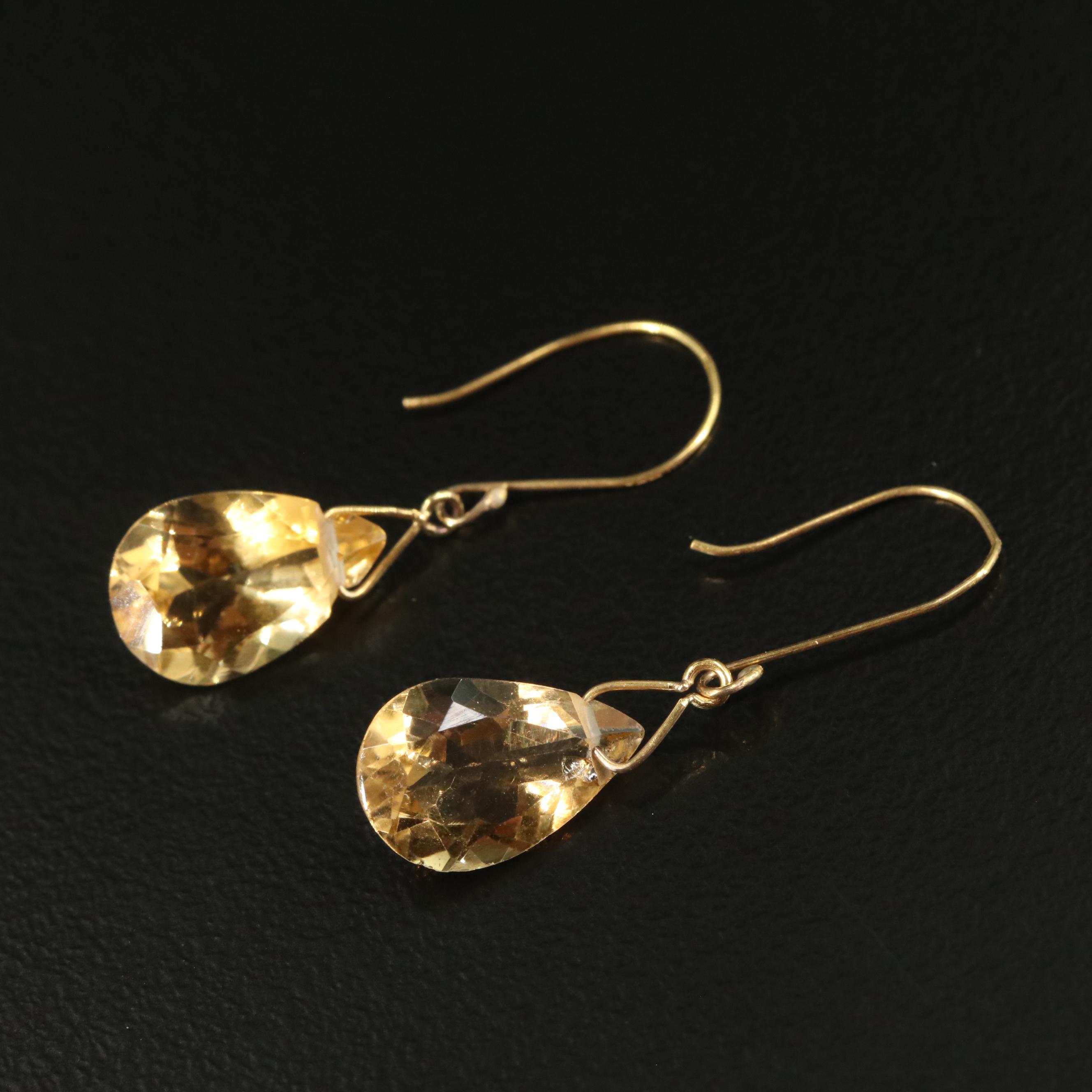 14K Citrine Drop Earrings
