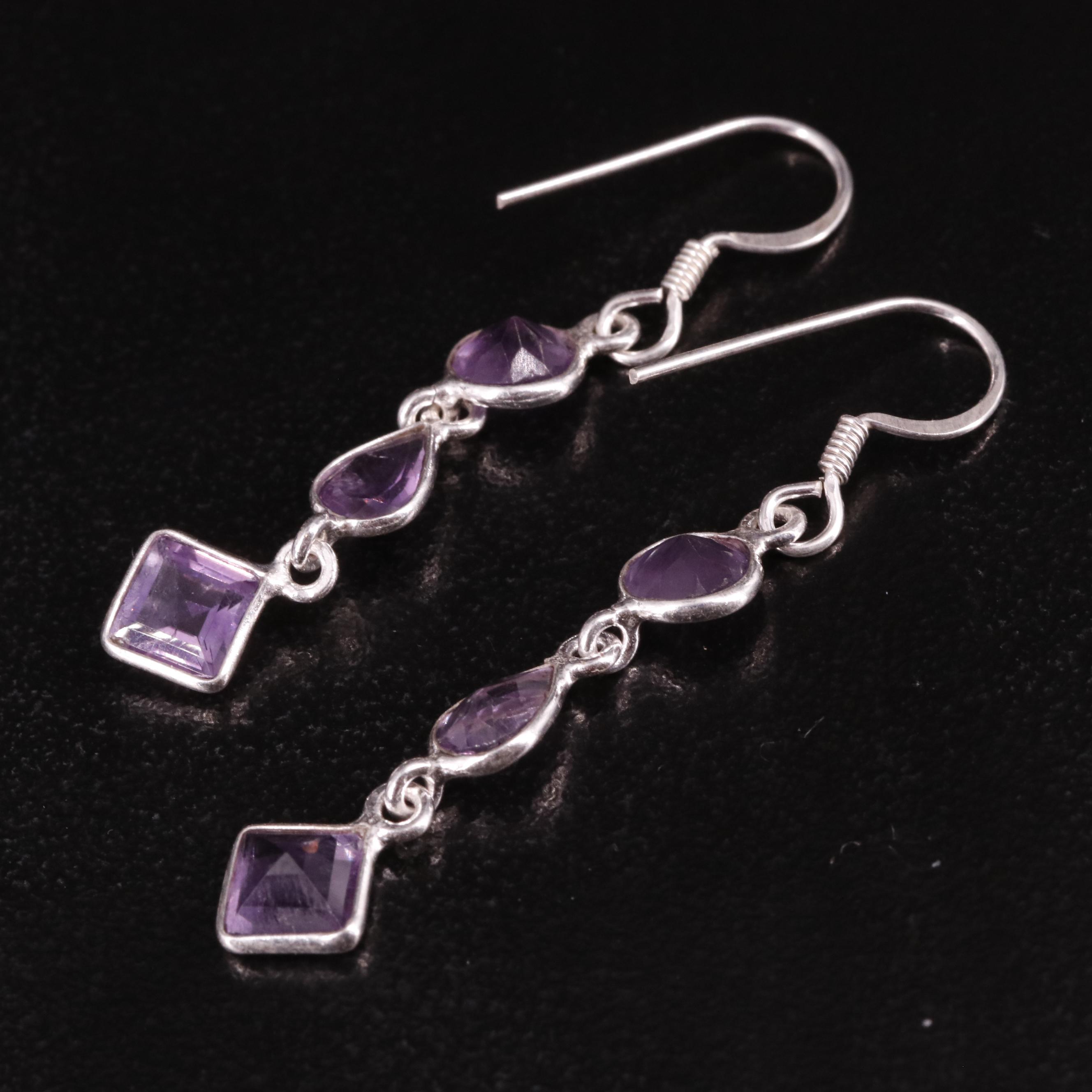Sterling Amethyst Drop Earrings