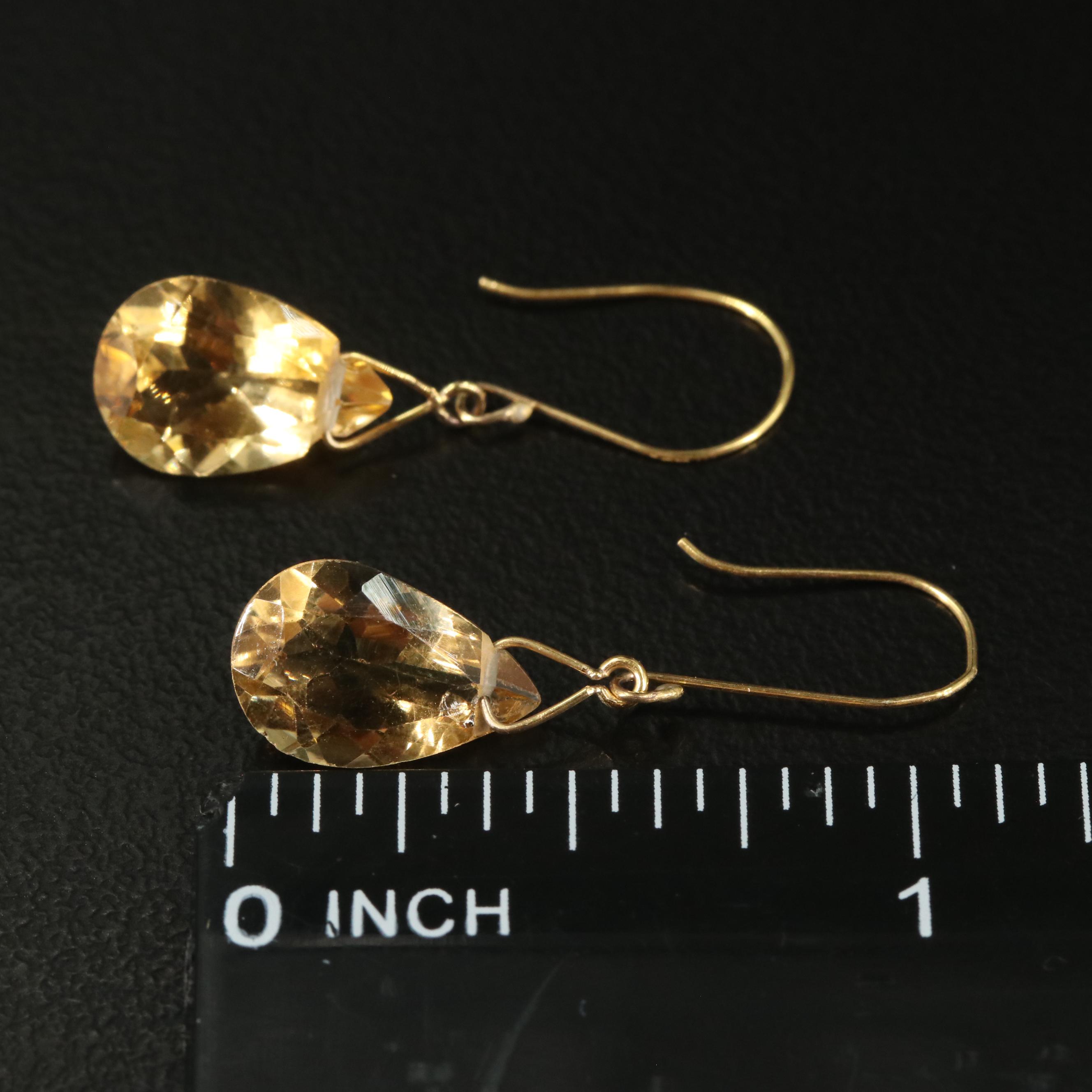 14K Citrine Drop Earrings