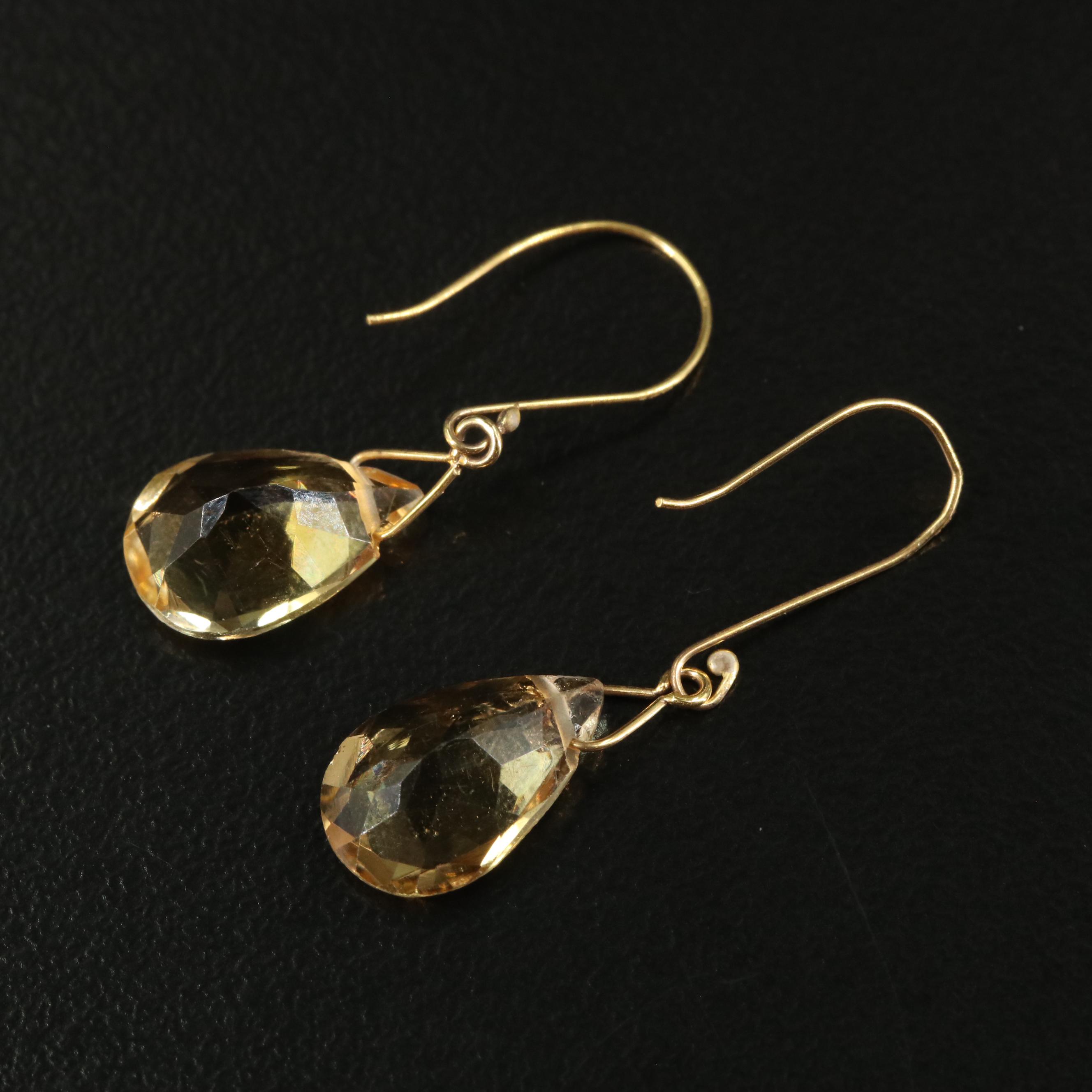 14K Citrine Drop Earrings