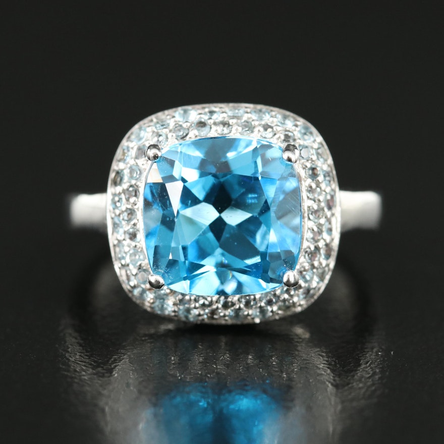 Sterling Swiss and Sky Blue Topaz Ring