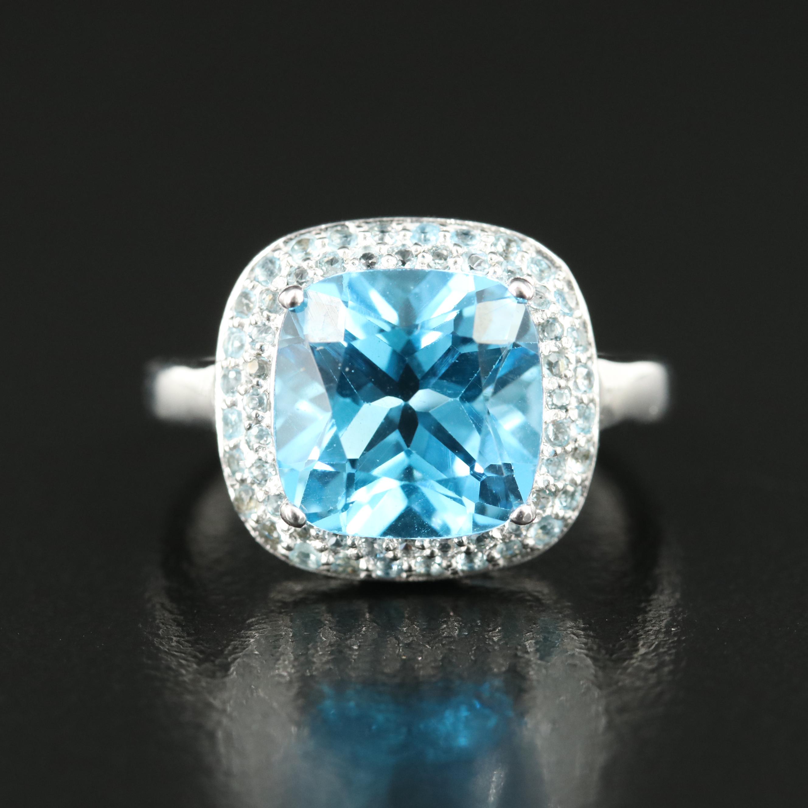 Sterling Swiss and Sky Blue Topaz Ring