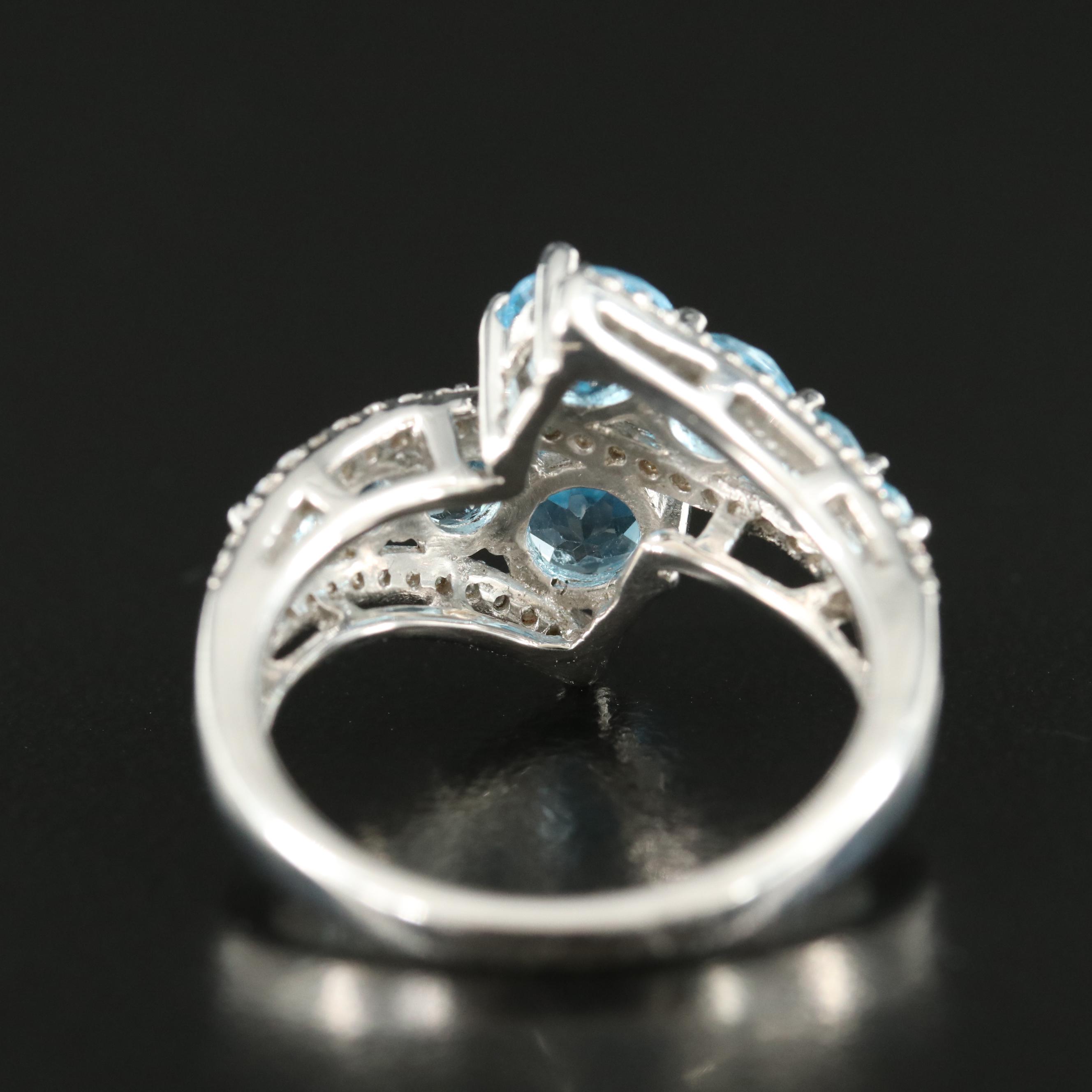 Sterling Topaz and Cubic Zirconia Bypass Ring