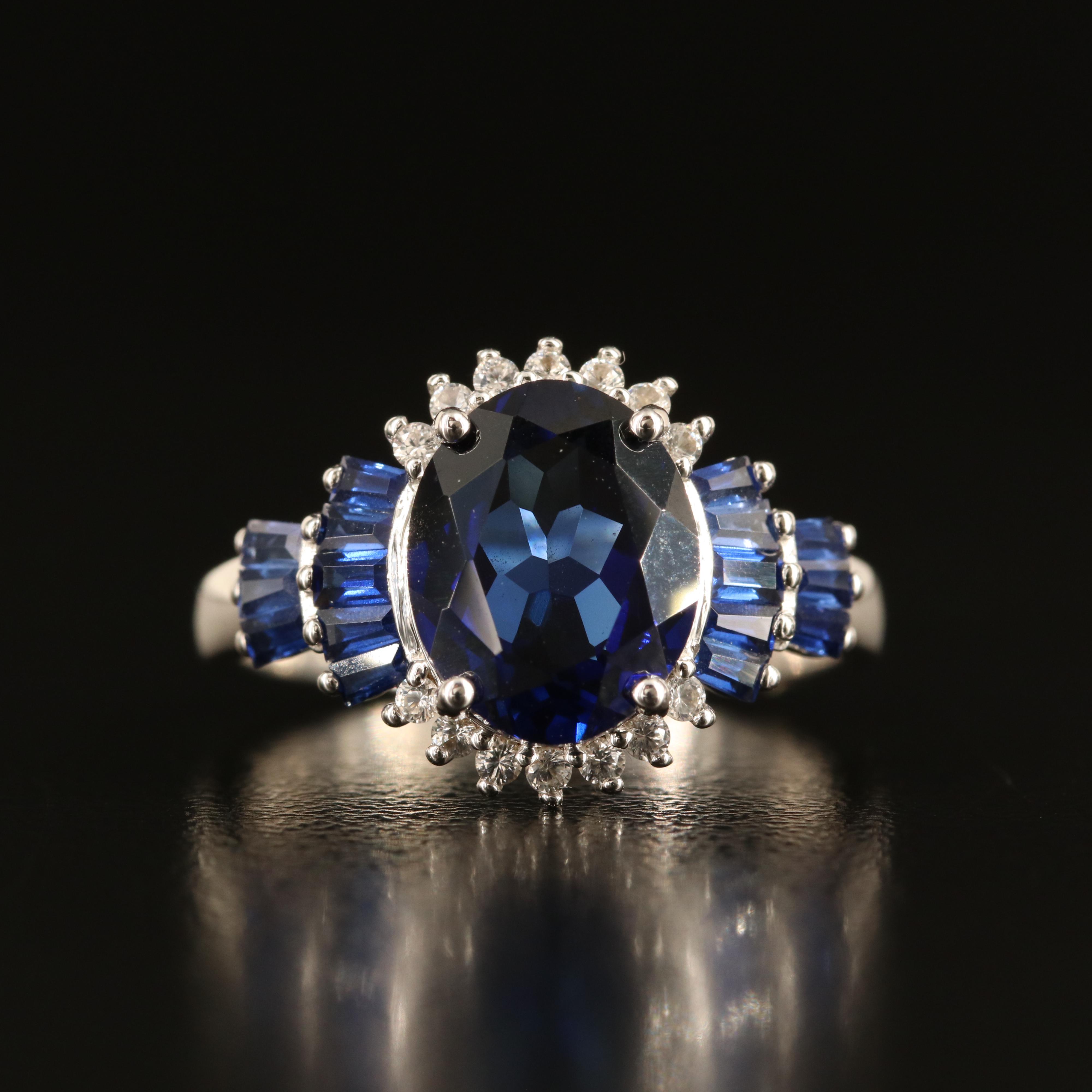 Sterling Sapphire and White Sapphire Ring