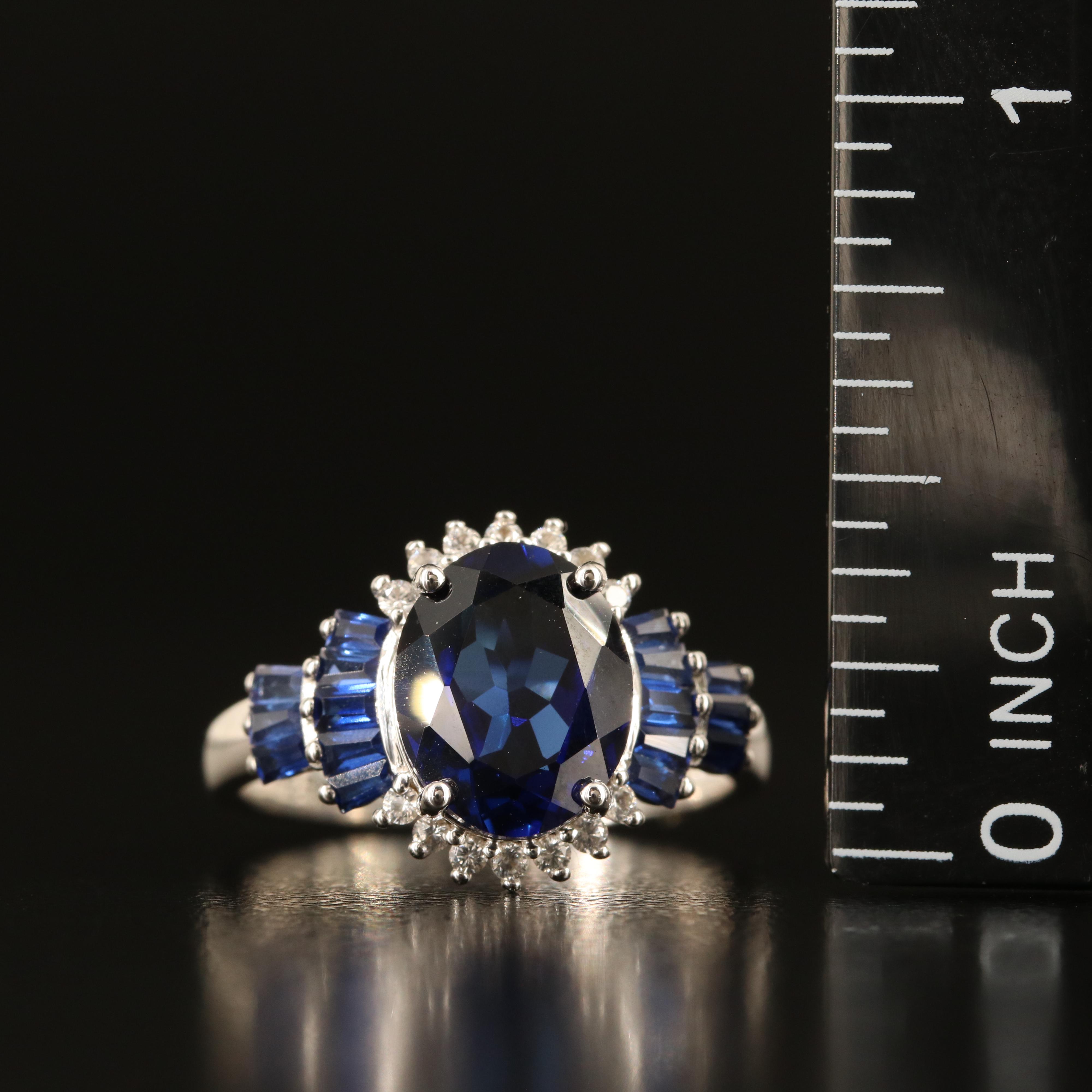 Sterling Sapphire and White Sapphire Ring