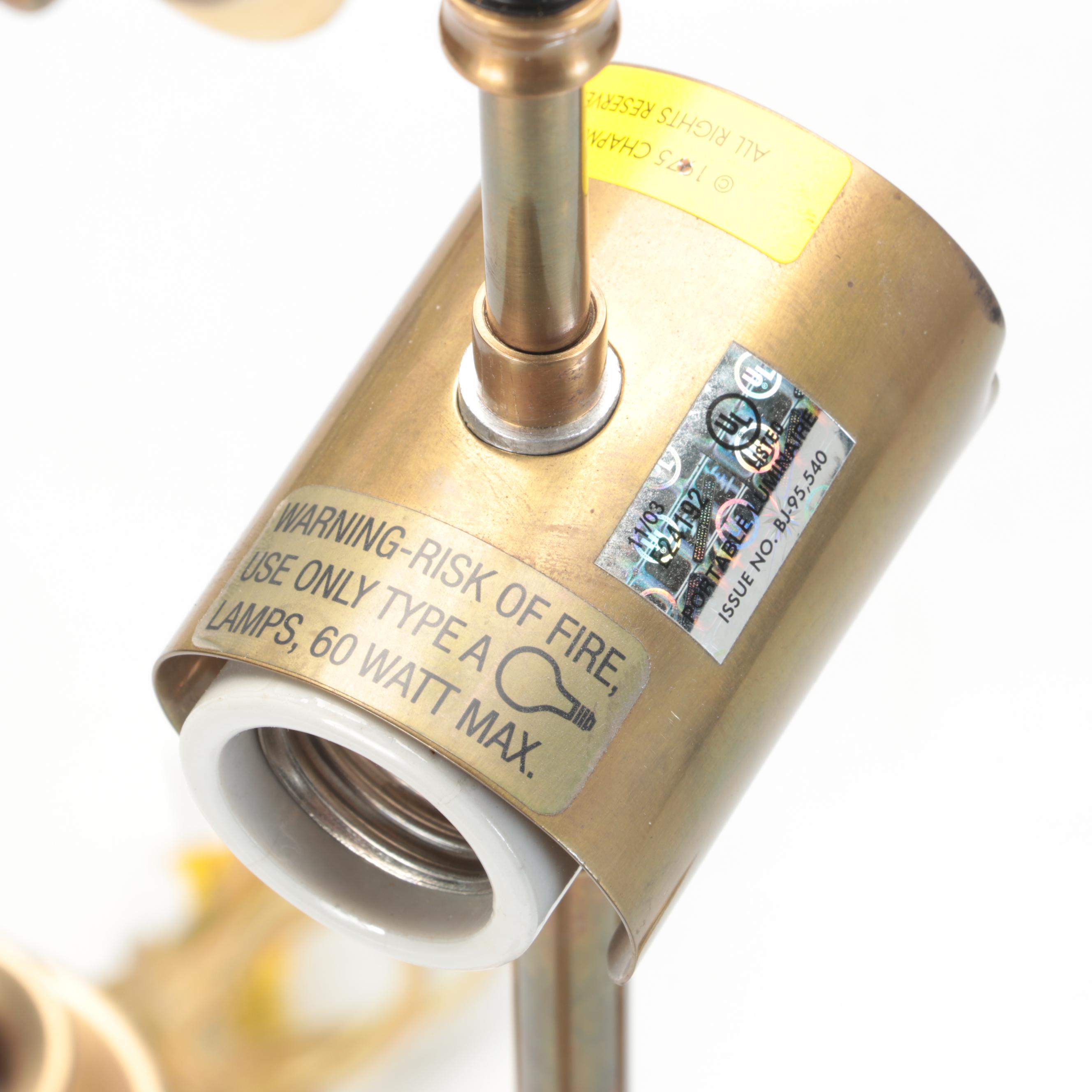 Chapman Lighting Spun Brass Three-Arm Candelabra Style Table Lamp, 1975