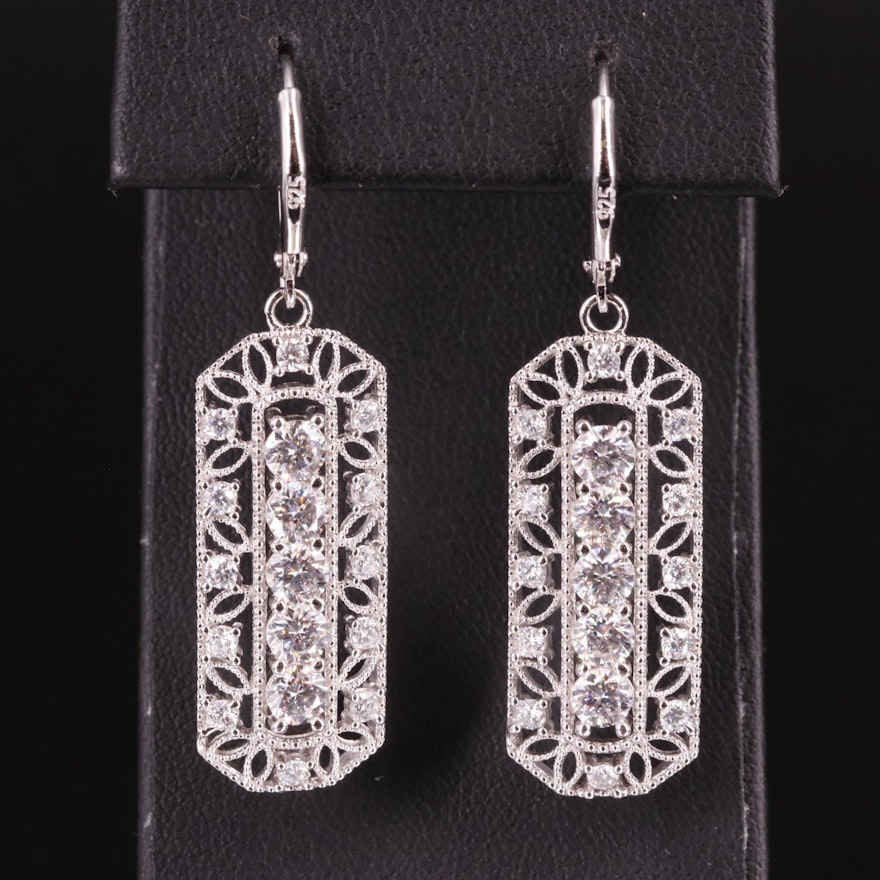 Sterling and Moissanite Drop Earrings