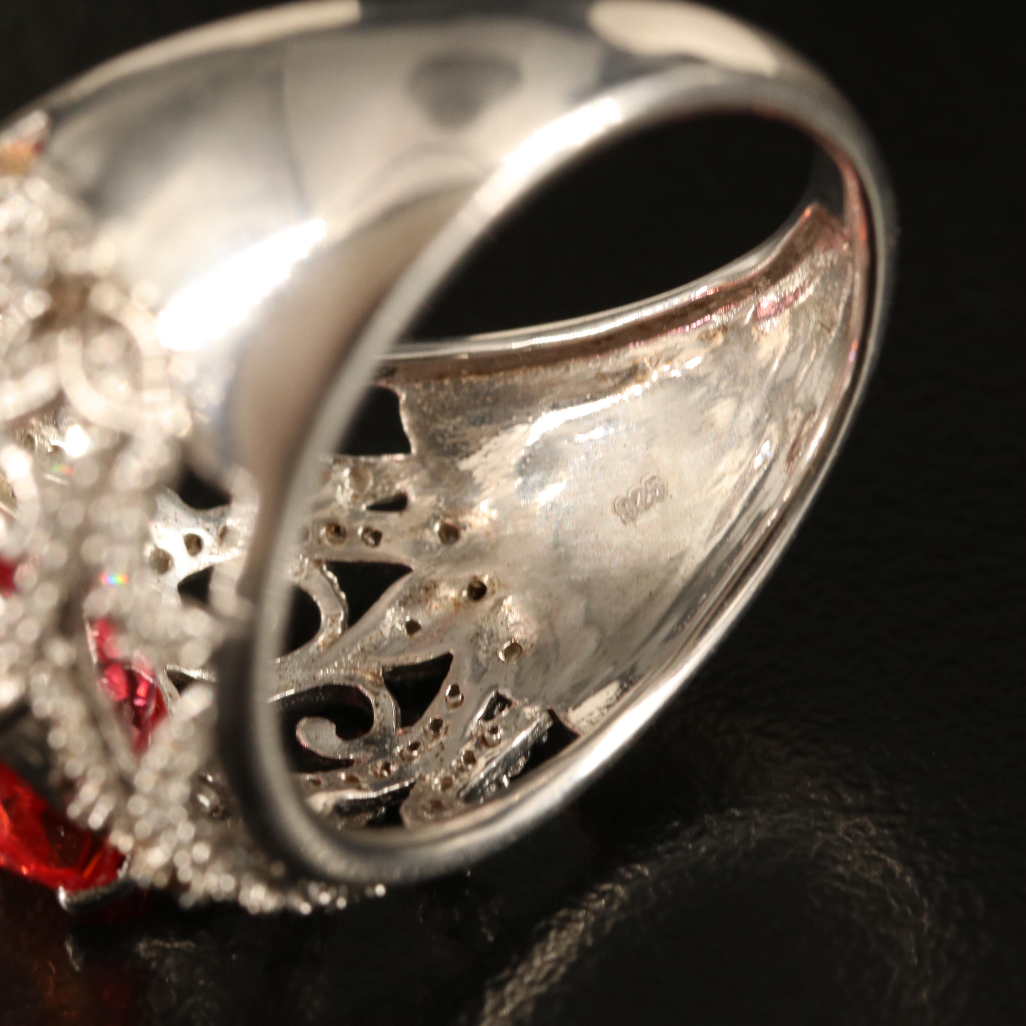 Sterling Pink Sapphire and Diamond Ring