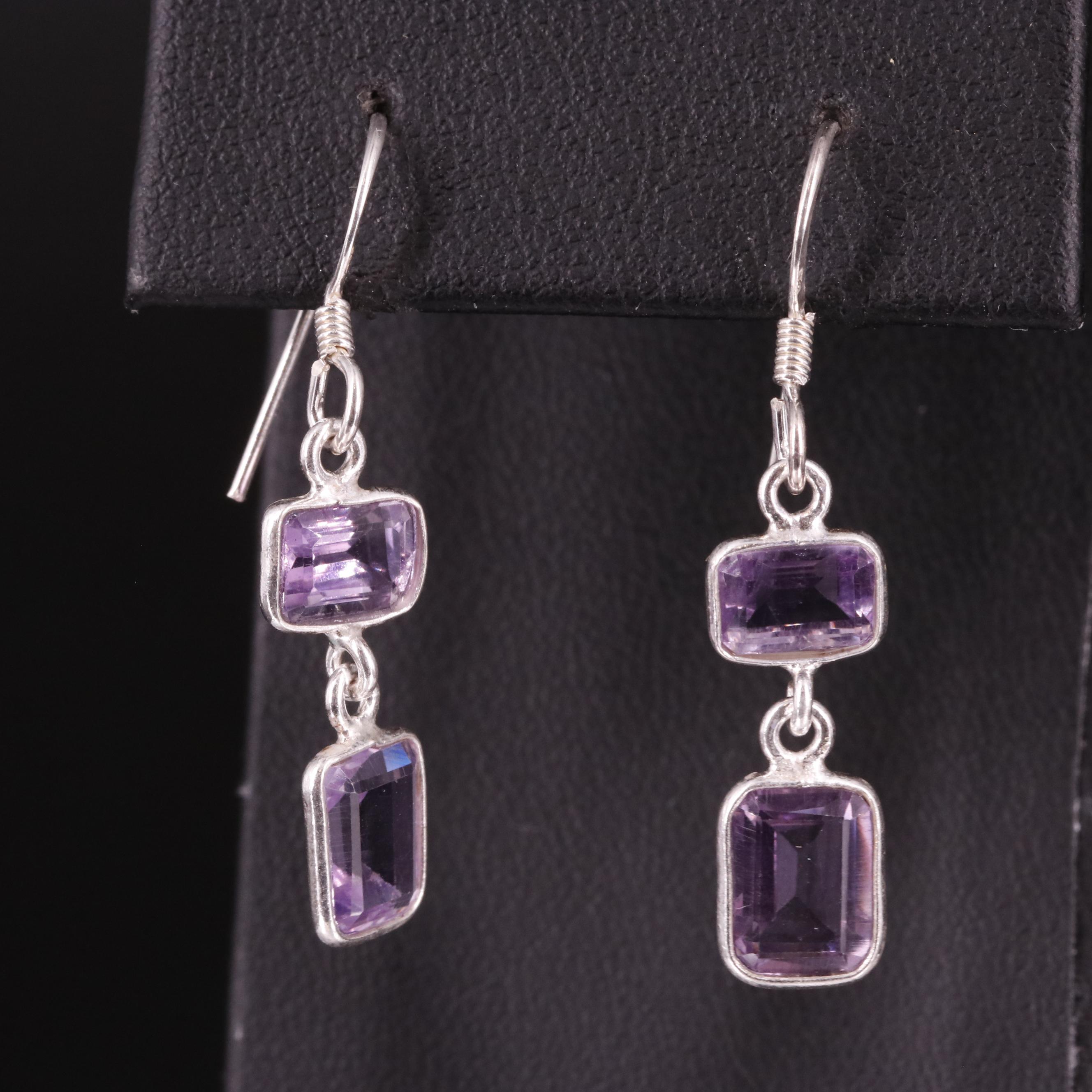 Sterling Amethyst Drop Earrings