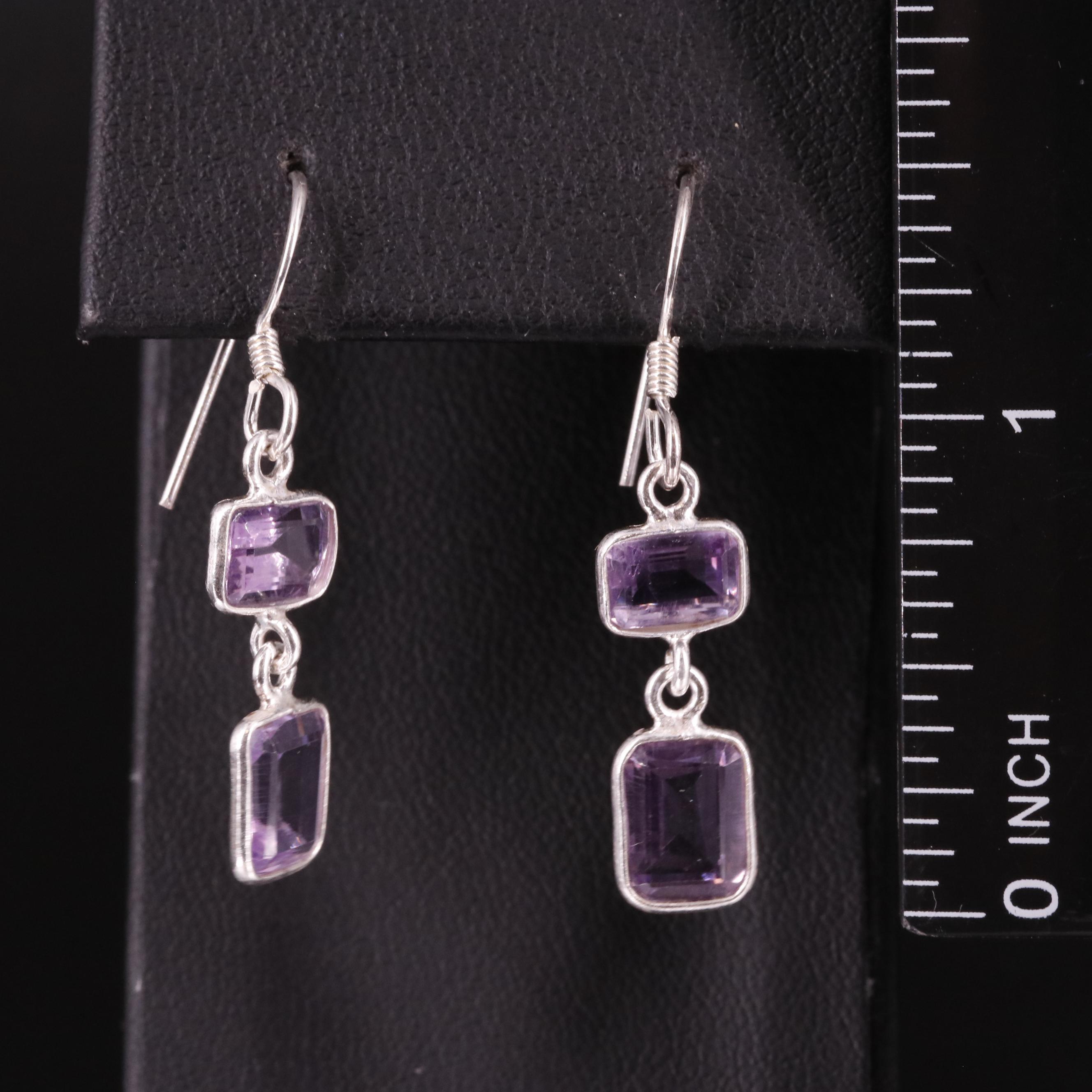 Sterling Amethyst Drop Earrings