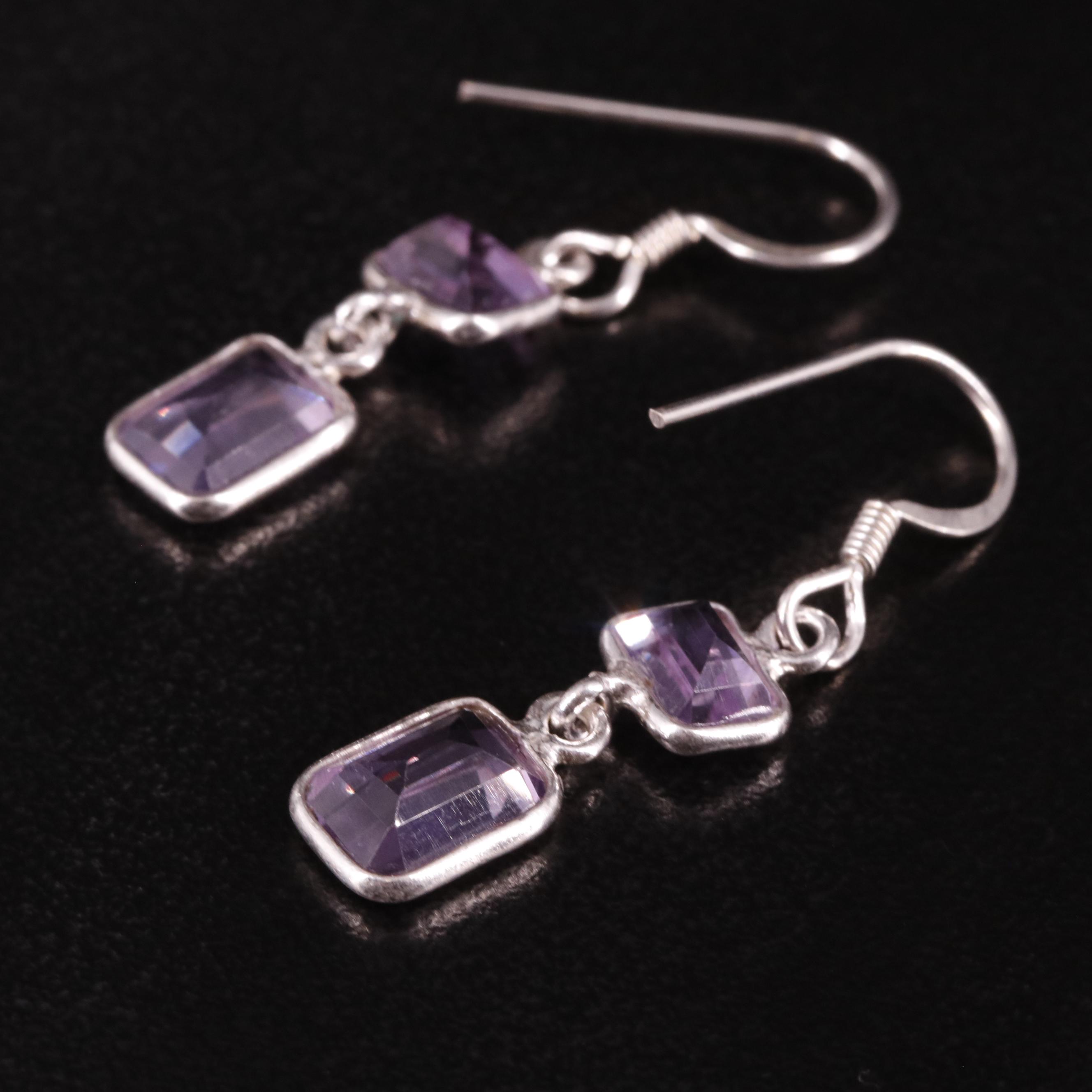 Sterling Amethyst Drop Earrings