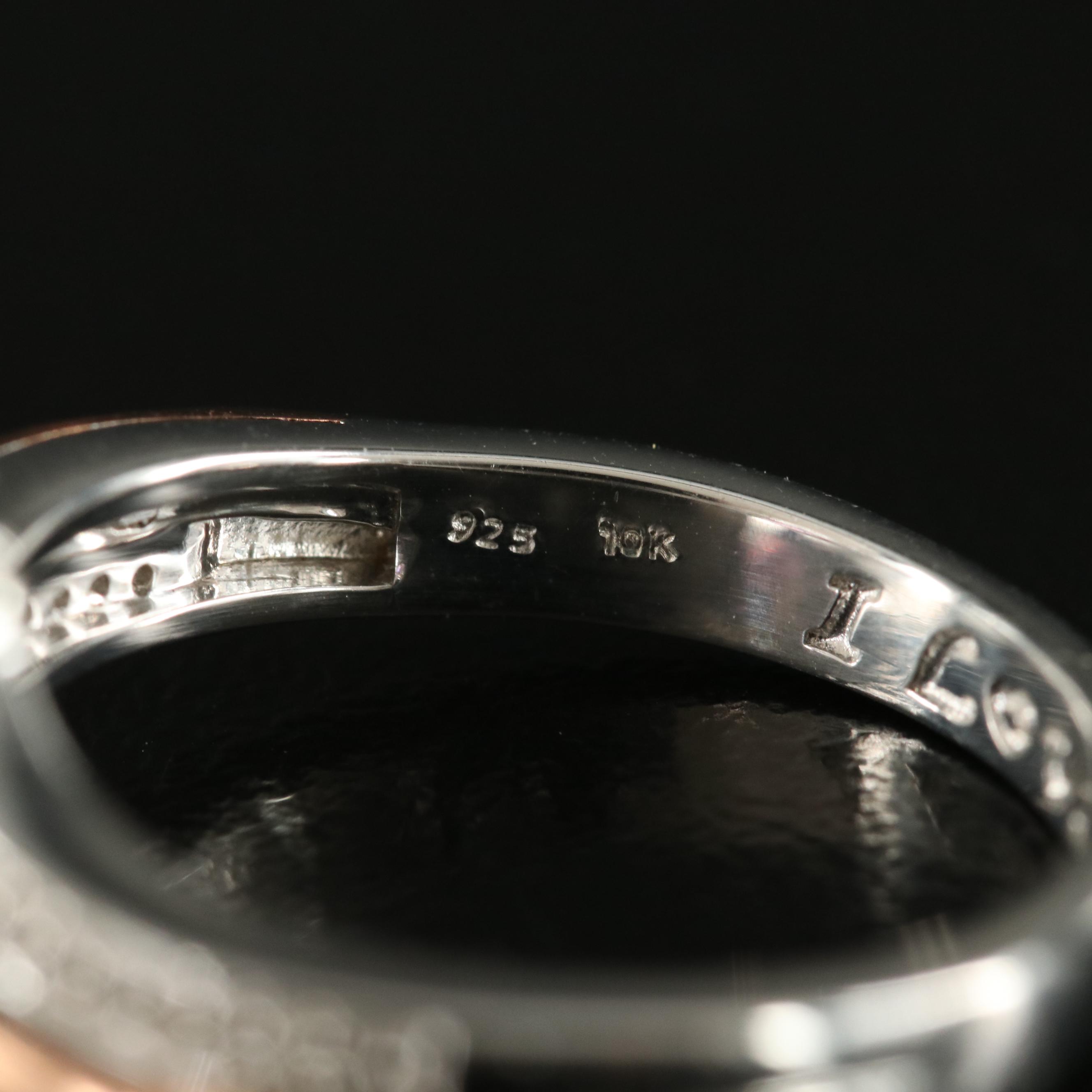 Sterling Pink and White Sapphire Toi-et-Moi Heart Ring with 10K Rose Gold Accent