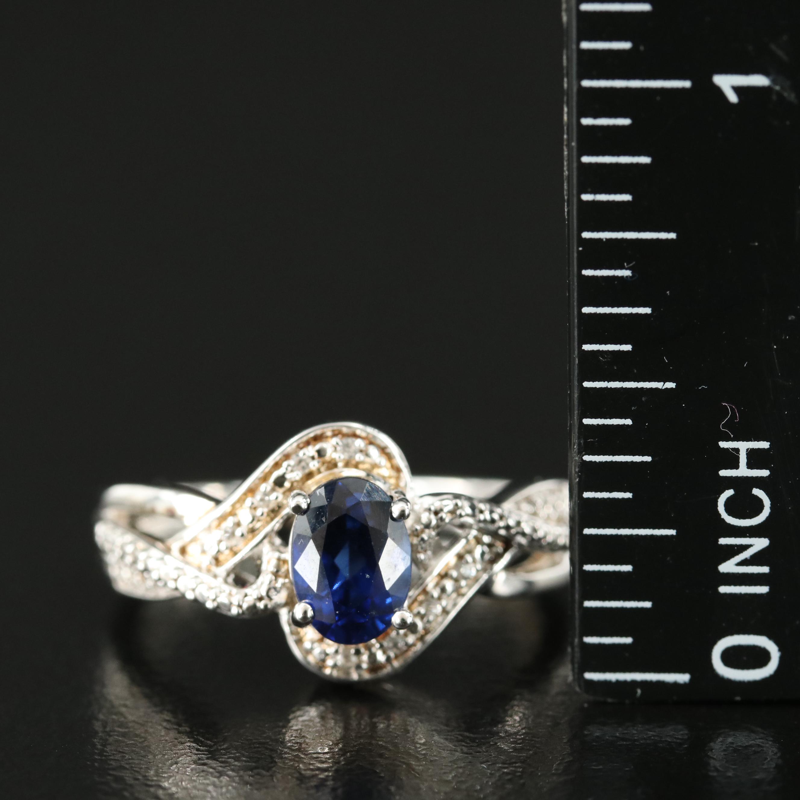 Sterling Sapphire and White Sapphire Ring